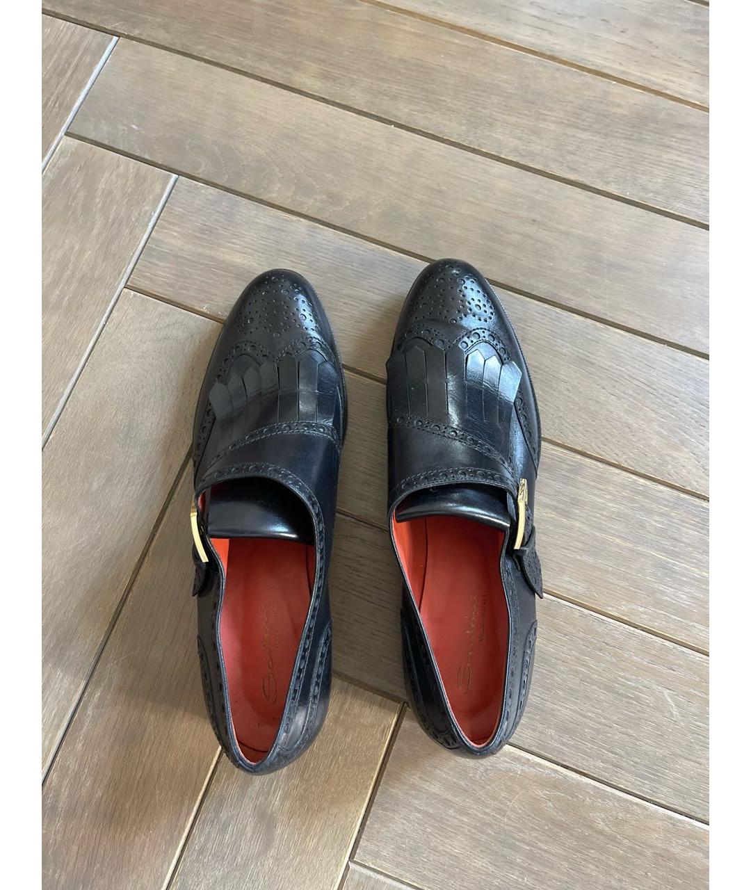 SANTONI Черные кожаные ботинки, фото 3