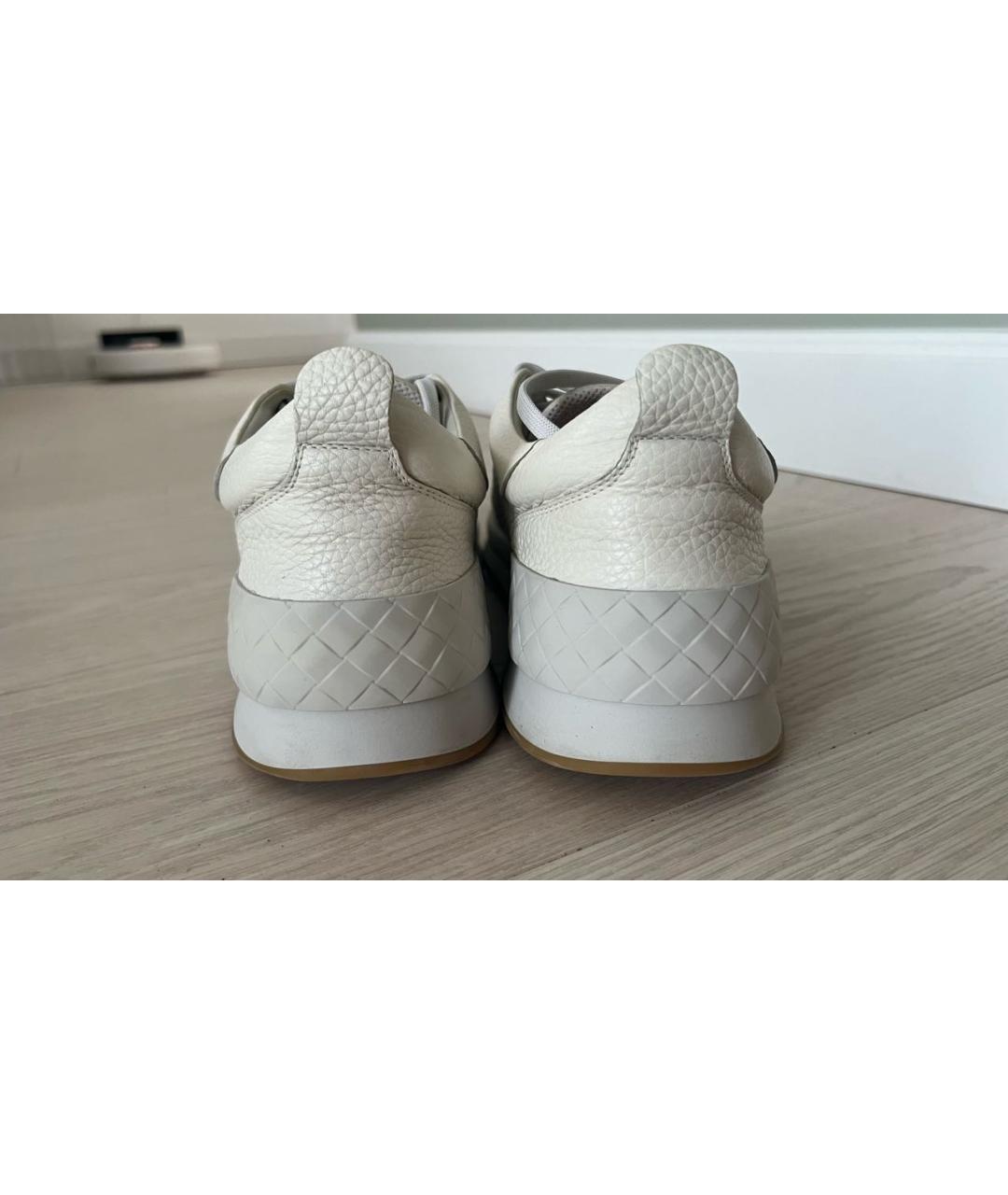 BOTTEGA VENETA Белые кожаные низкие кроссовки / кеды, фото 4