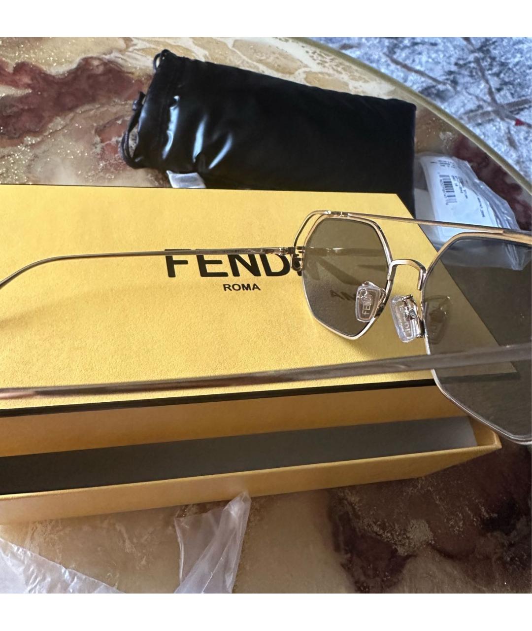 FENDI Черные металлические солнцезащитные очки, фото 3