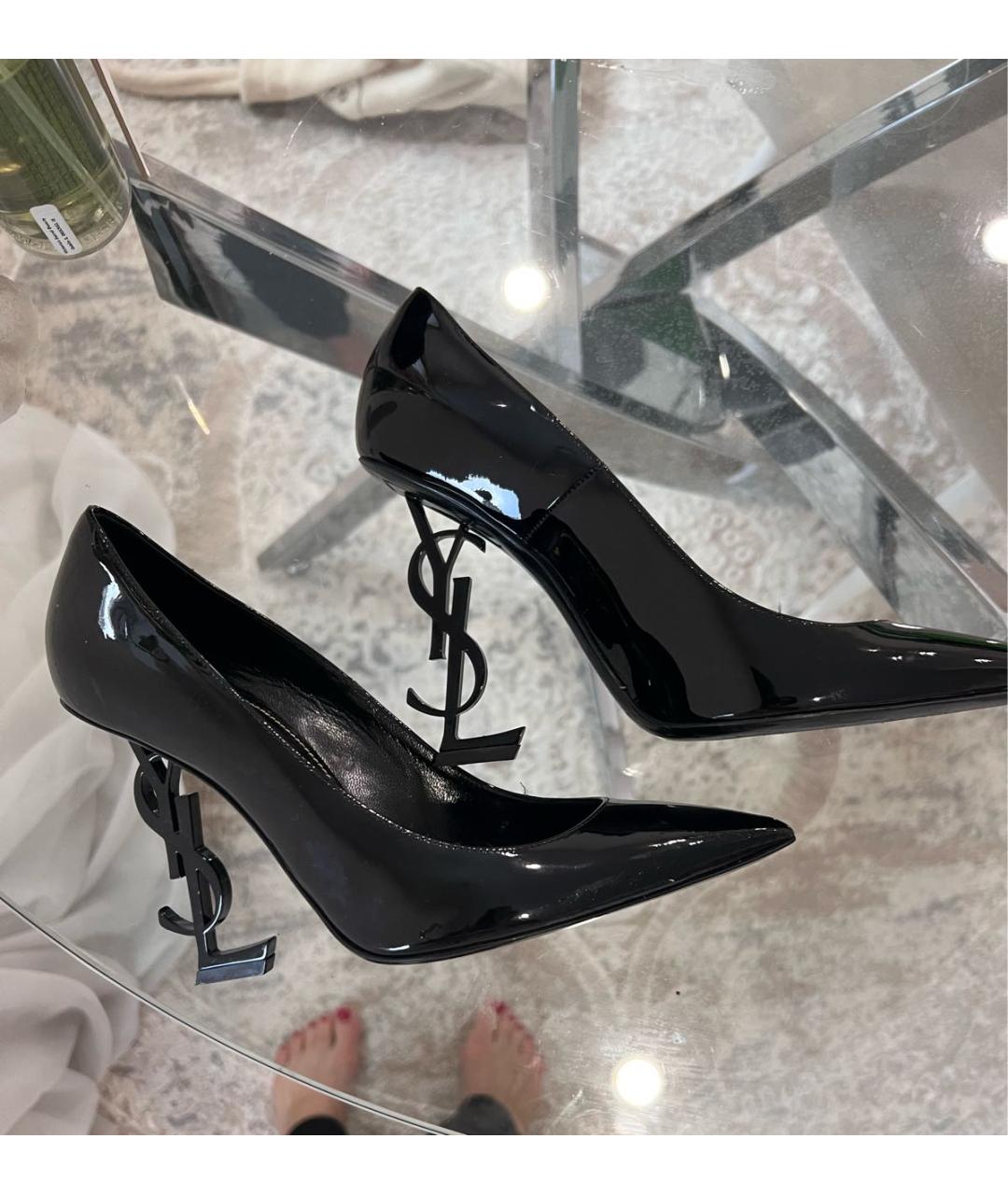 SAINT LAURENT Черные туфли из лакированной кожи, фото 4