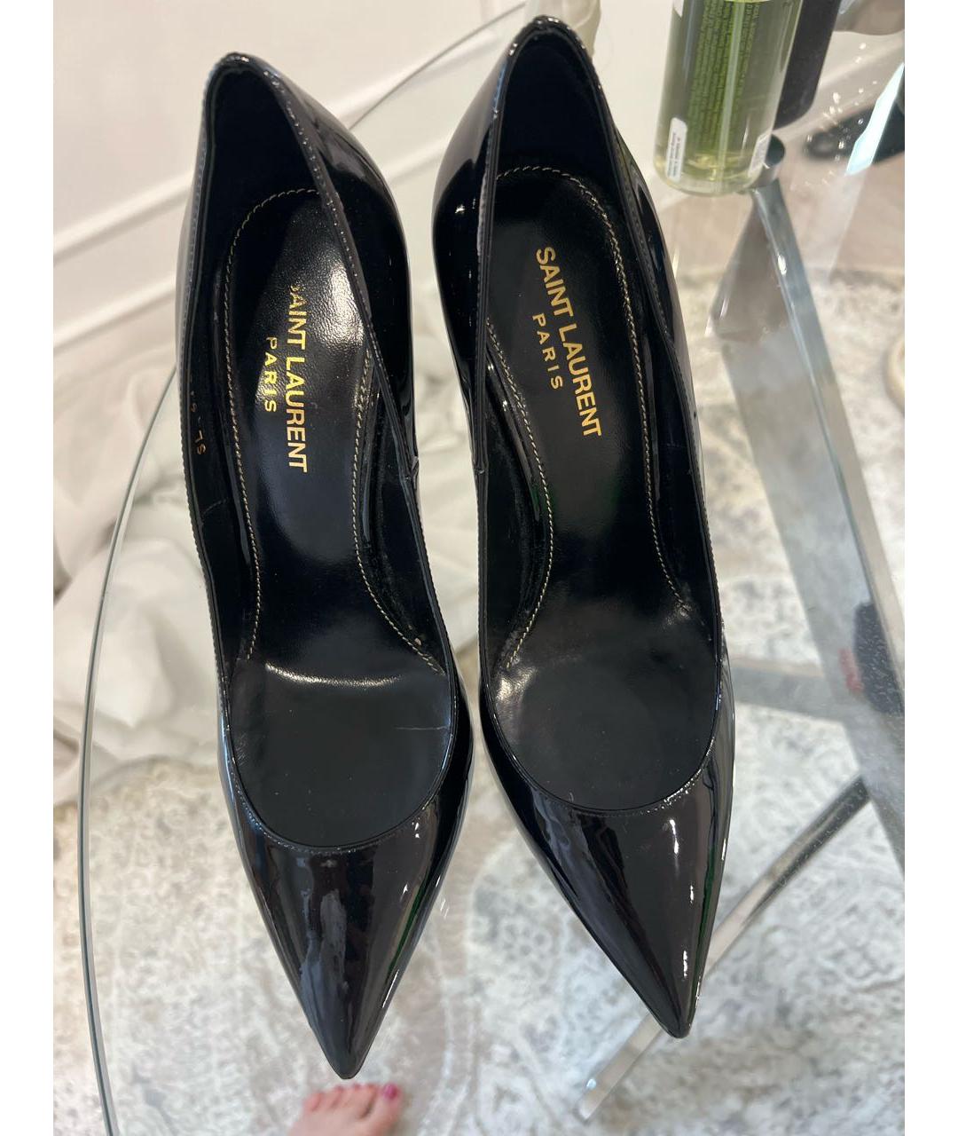 SAINT LAURENT Черные туфли из лакированной кожи, фото 2
