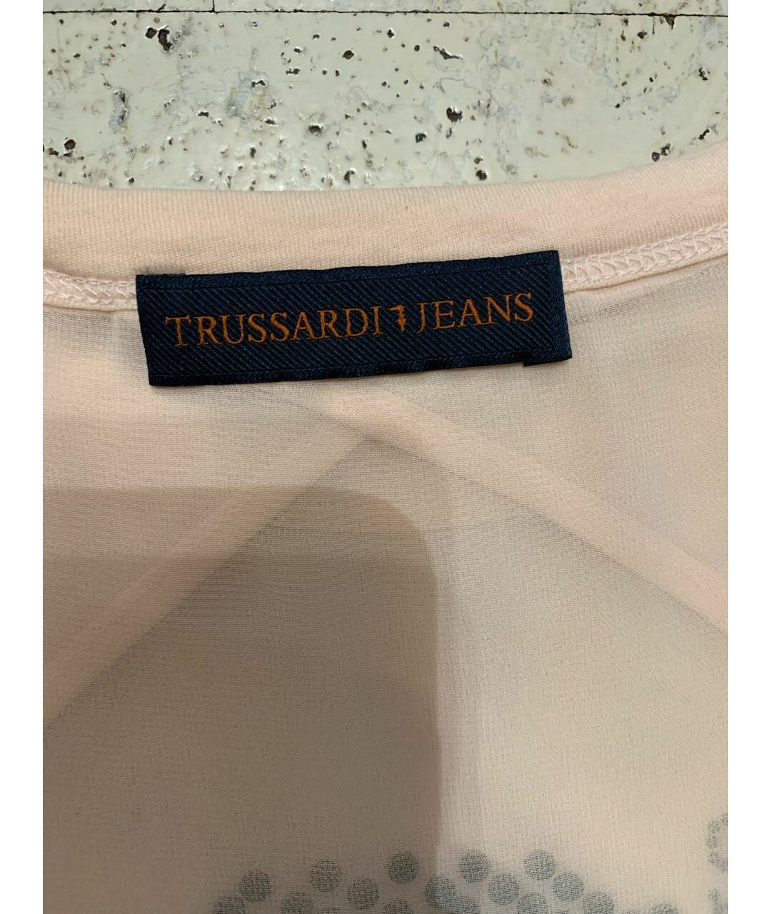 TRUSSARDI JEANS Бежевая хлопковая футболка, фото 4