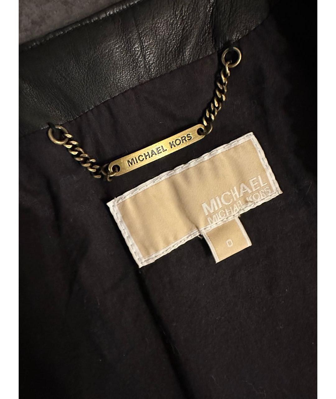 MICHAEL MICHAEL KORS Черная кожаная куртка, фото 3