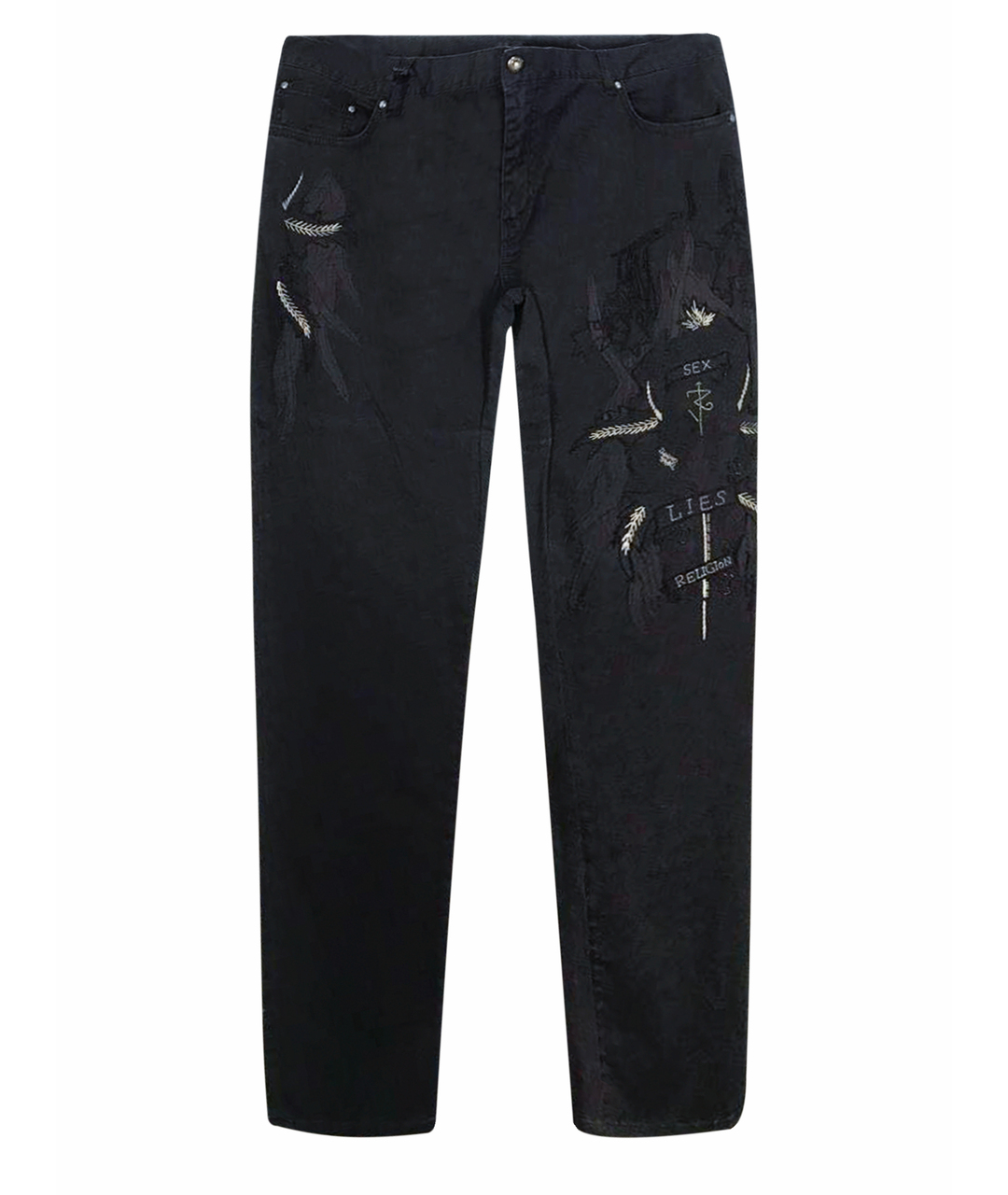 JOHN RICHMOND Черные хлопковые прямые джинсы, фото 1