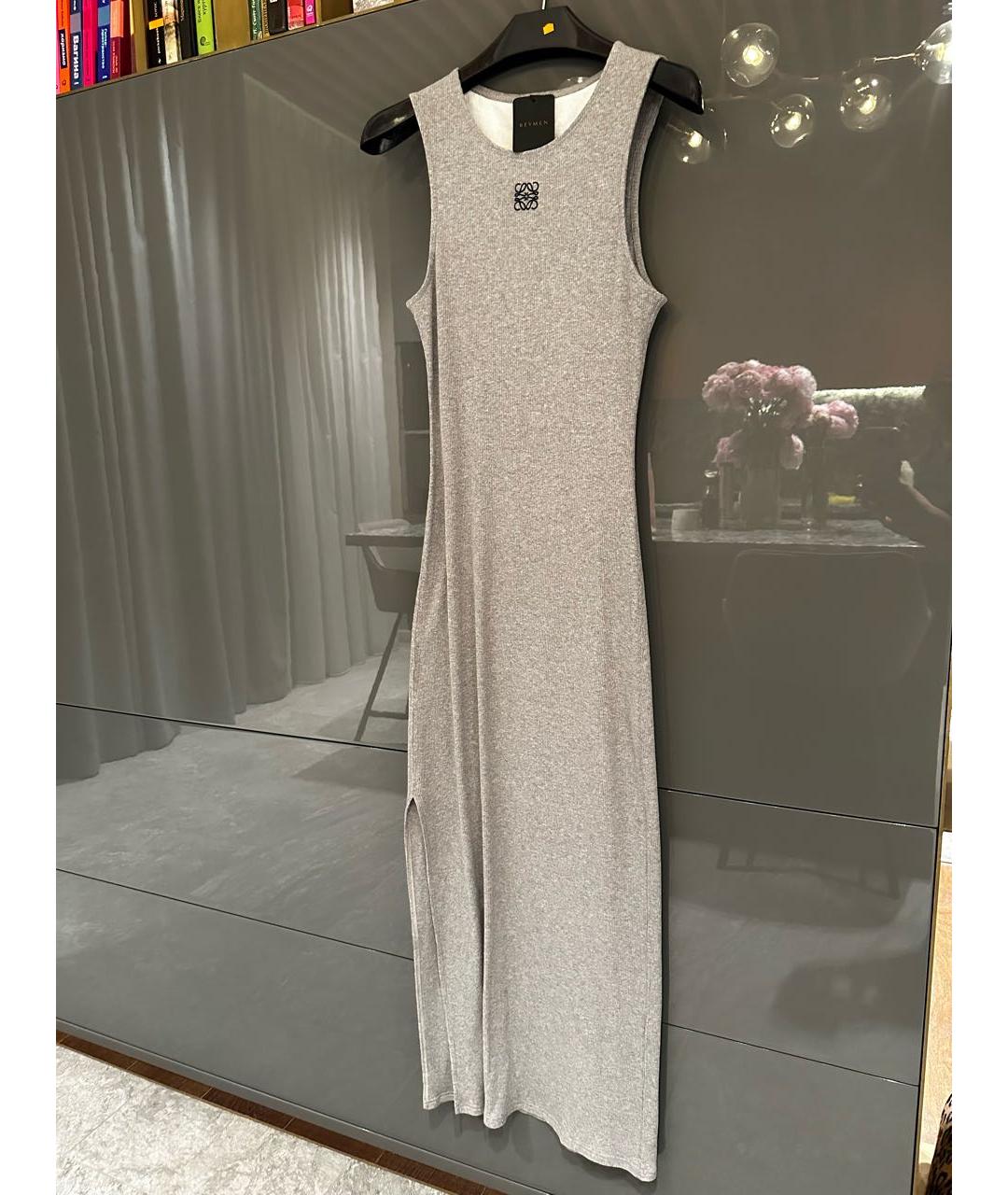 LOEWE Серое хлопко-эластановое повседневное платье, фото 4