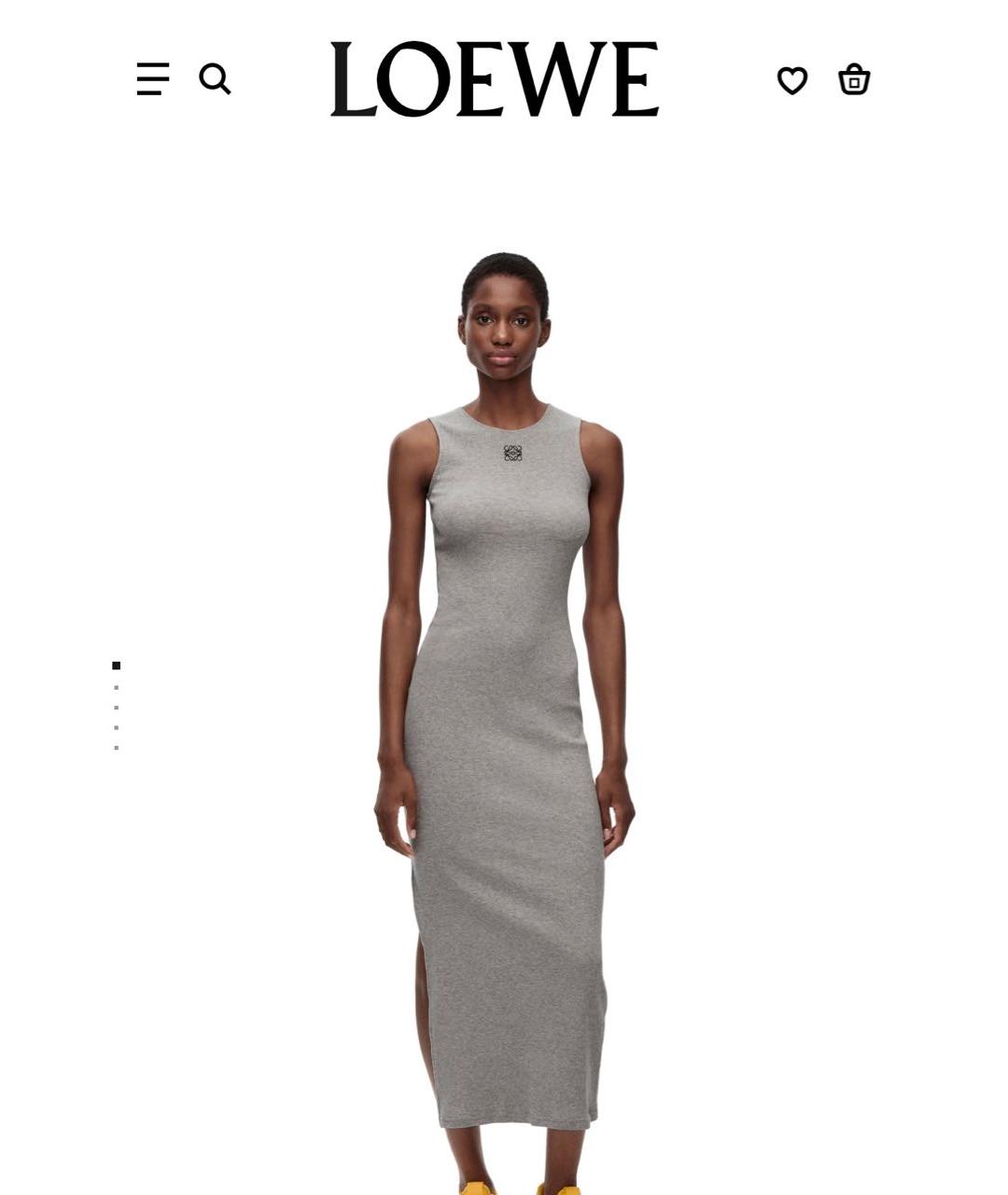 LOEWE Серое хлопко-эластановое повседневное платье, фото 7