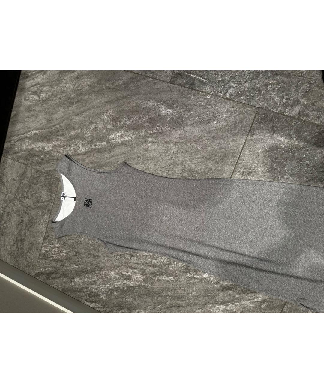 LOEWE Серое хлопко-эластановое повседневное платье, фото 2