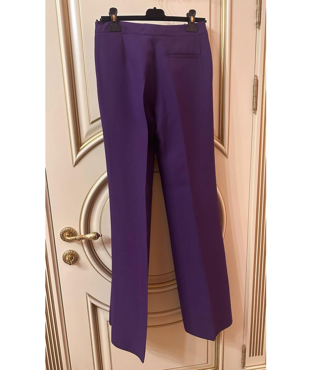 LORO PIANA Фиолетовые шелковые прямые брюки, фото 2