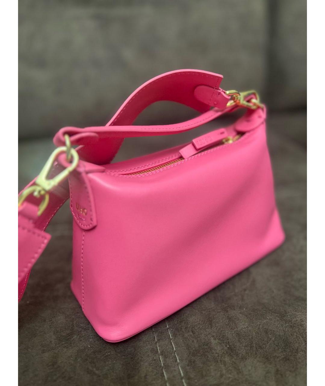 LIU JO Розовая кожаная сумка с короткими ручками, фото 4