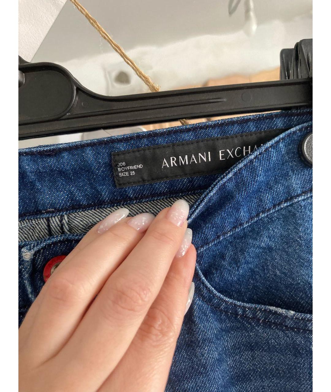 ARMANI EXCHANGE Темно-синие хлопковые прямые джинсы, фото 3