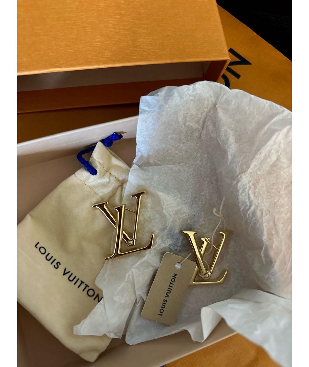 LOUIS VUITTON Золотые металлические серьги, фото 2