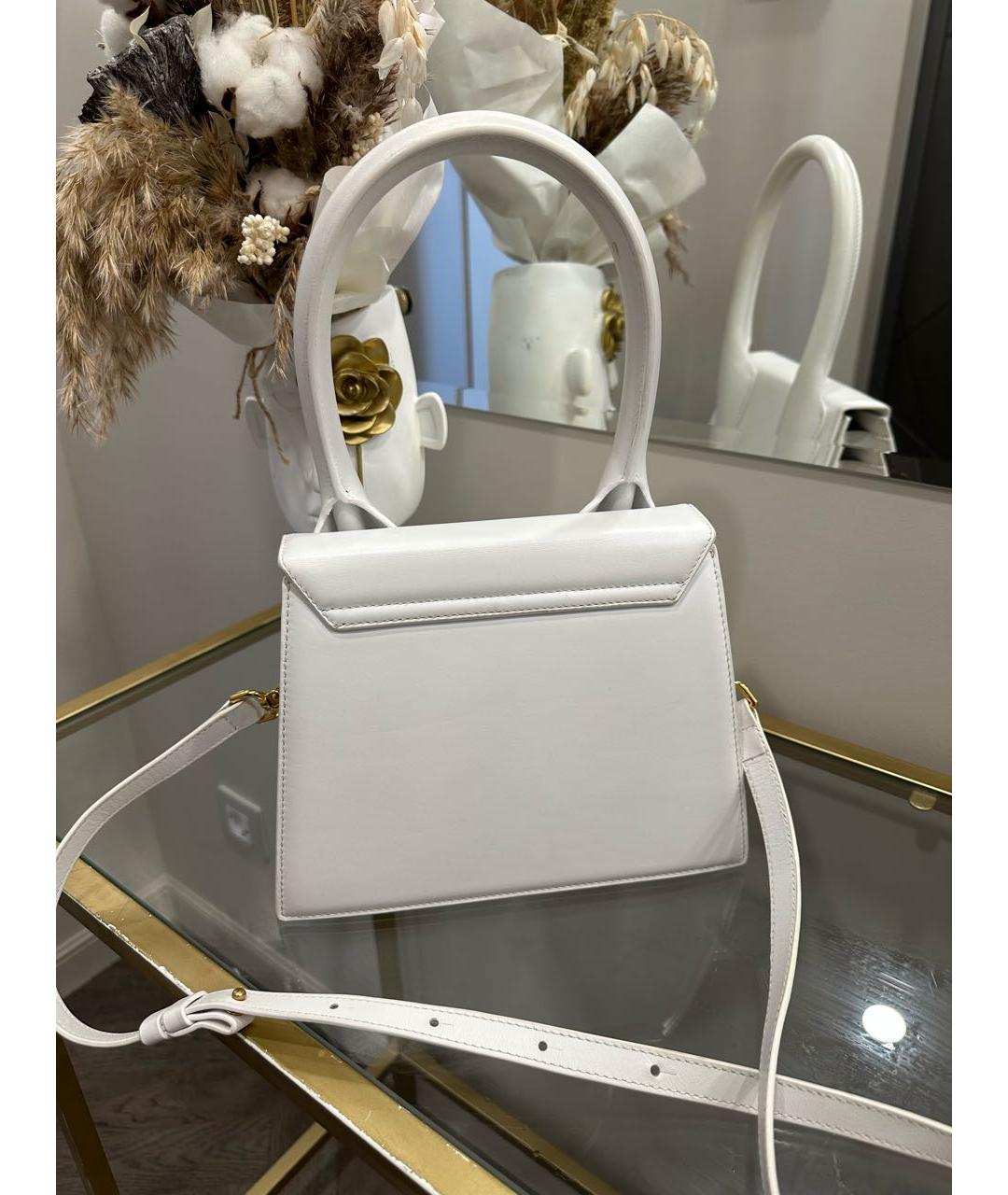JACQUEMUS Белая кожаная сумка через плечо, фото 2