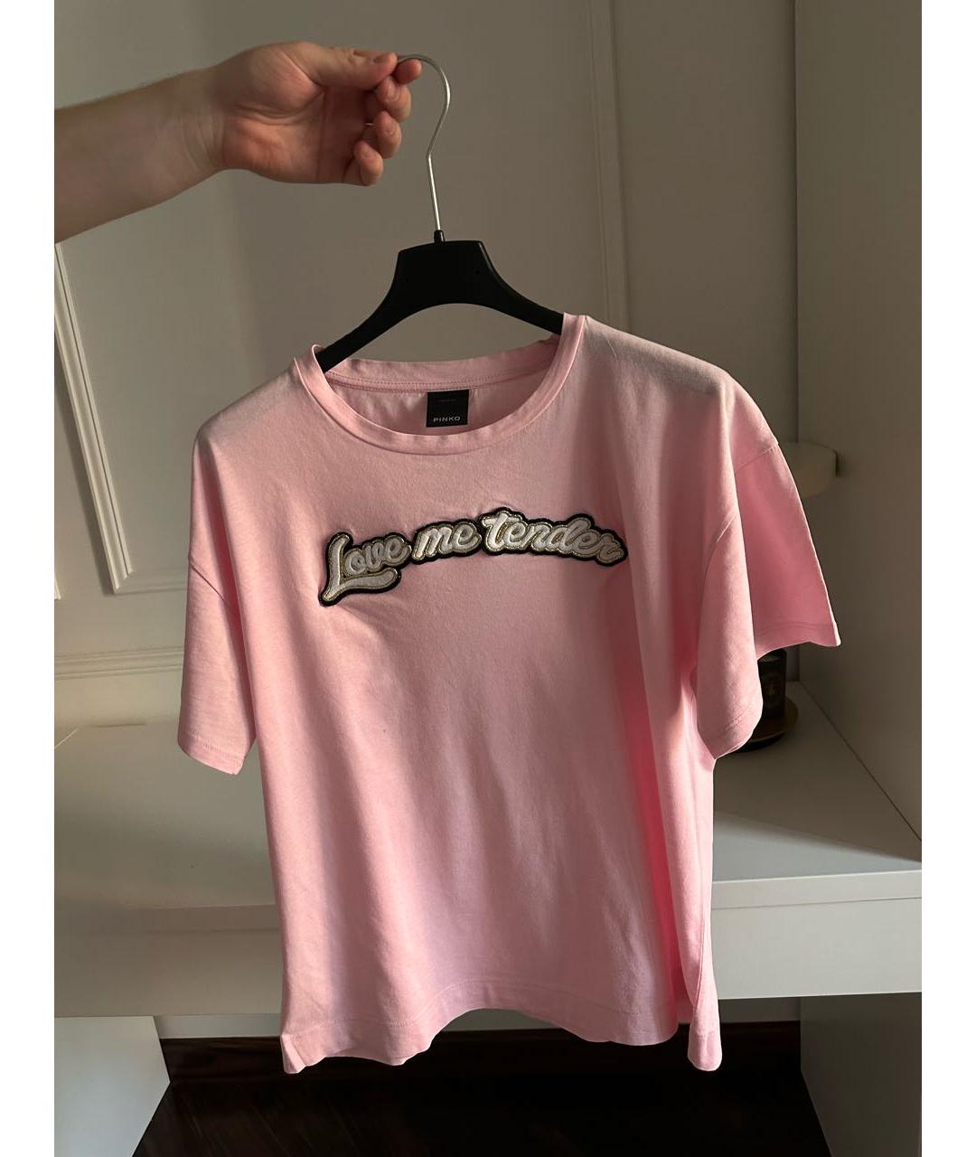 PINKO Розовая хлопковая футболка, фото 5