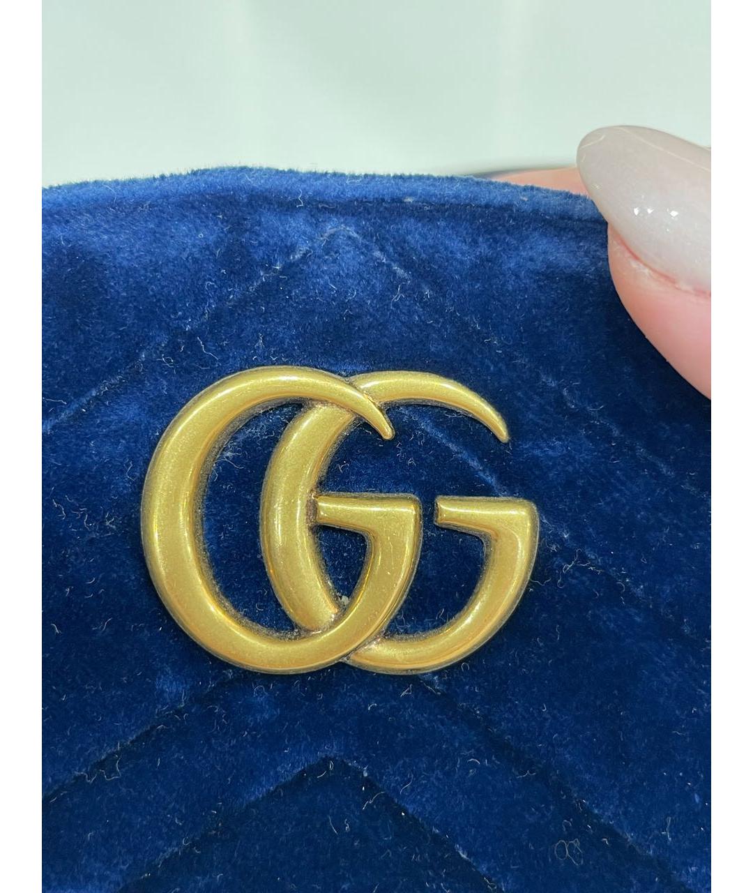 GUCCI Синяя бархатная поясная сумка, фото 5