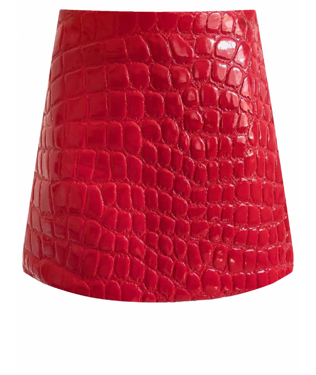 MIU MIU Красная кожаная юбка мини, фото 1