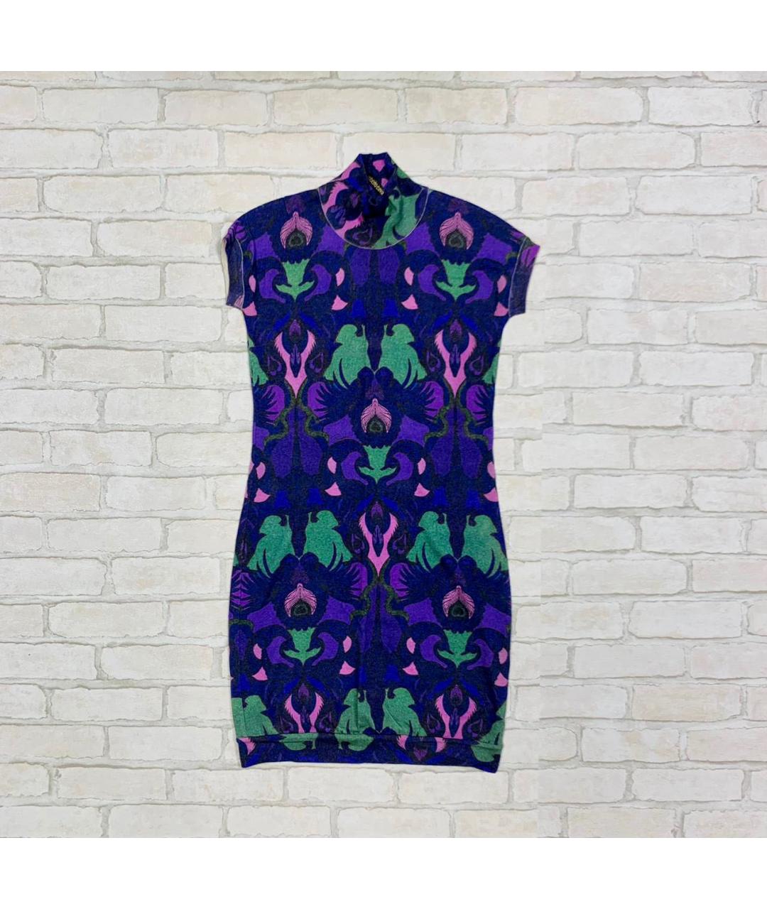 ROBERTO CAVALLI Фиолетовое кашемировое повседневное платье, фото 8