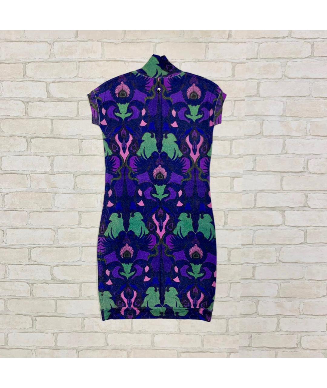 ROBERTO CAVALLI Фиолетовое кашемировое повседневное платье, фото 2