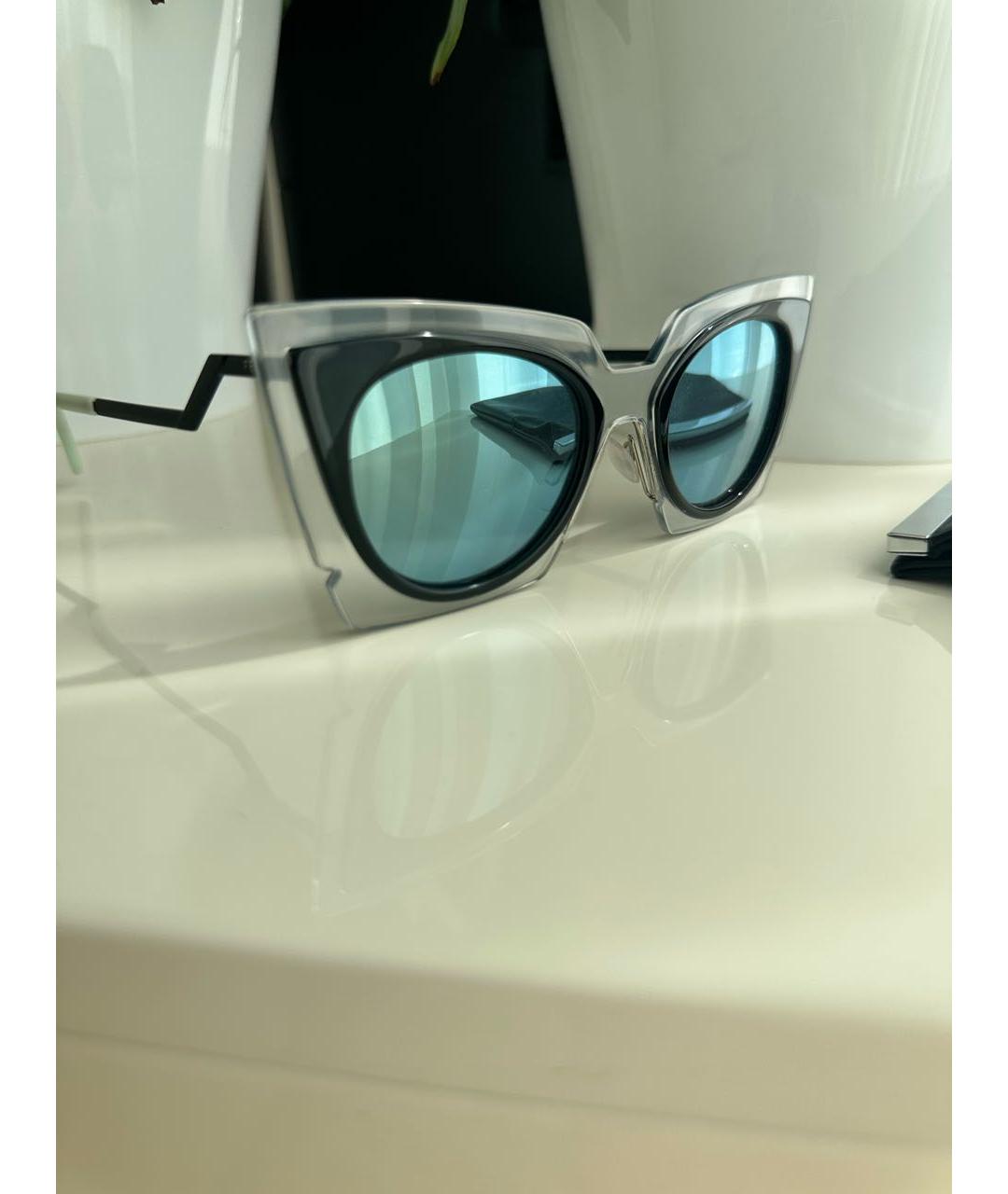 FENDI Бирюзовые пластиковые солнцезащитные очки, фото 3
