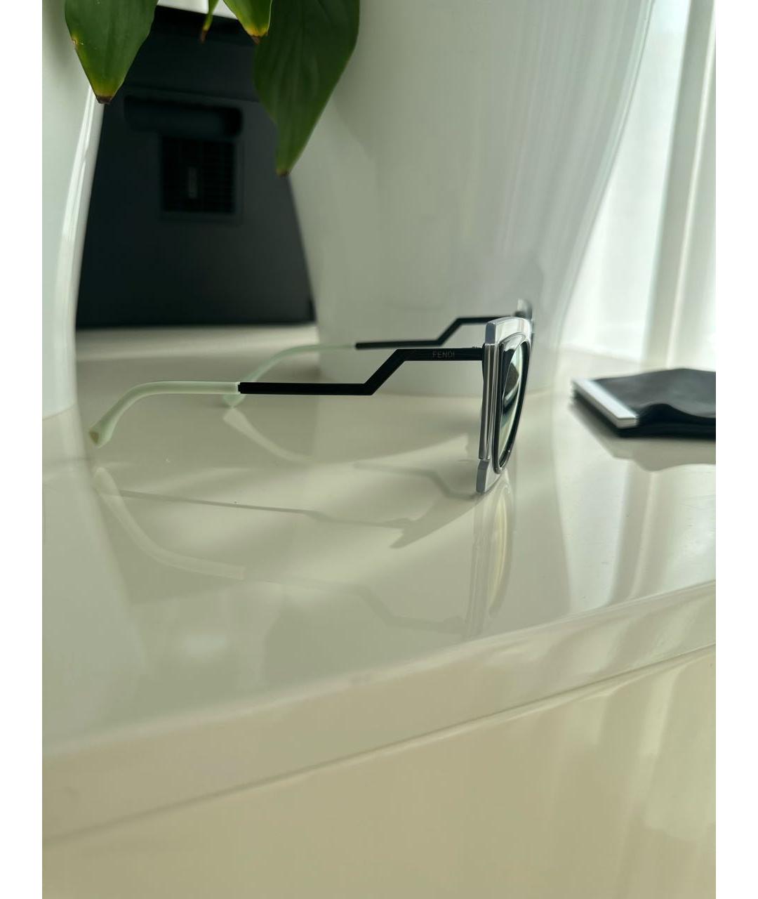 FENDI Бирюзовые пластиковые солнцезащитные очки, фото 2