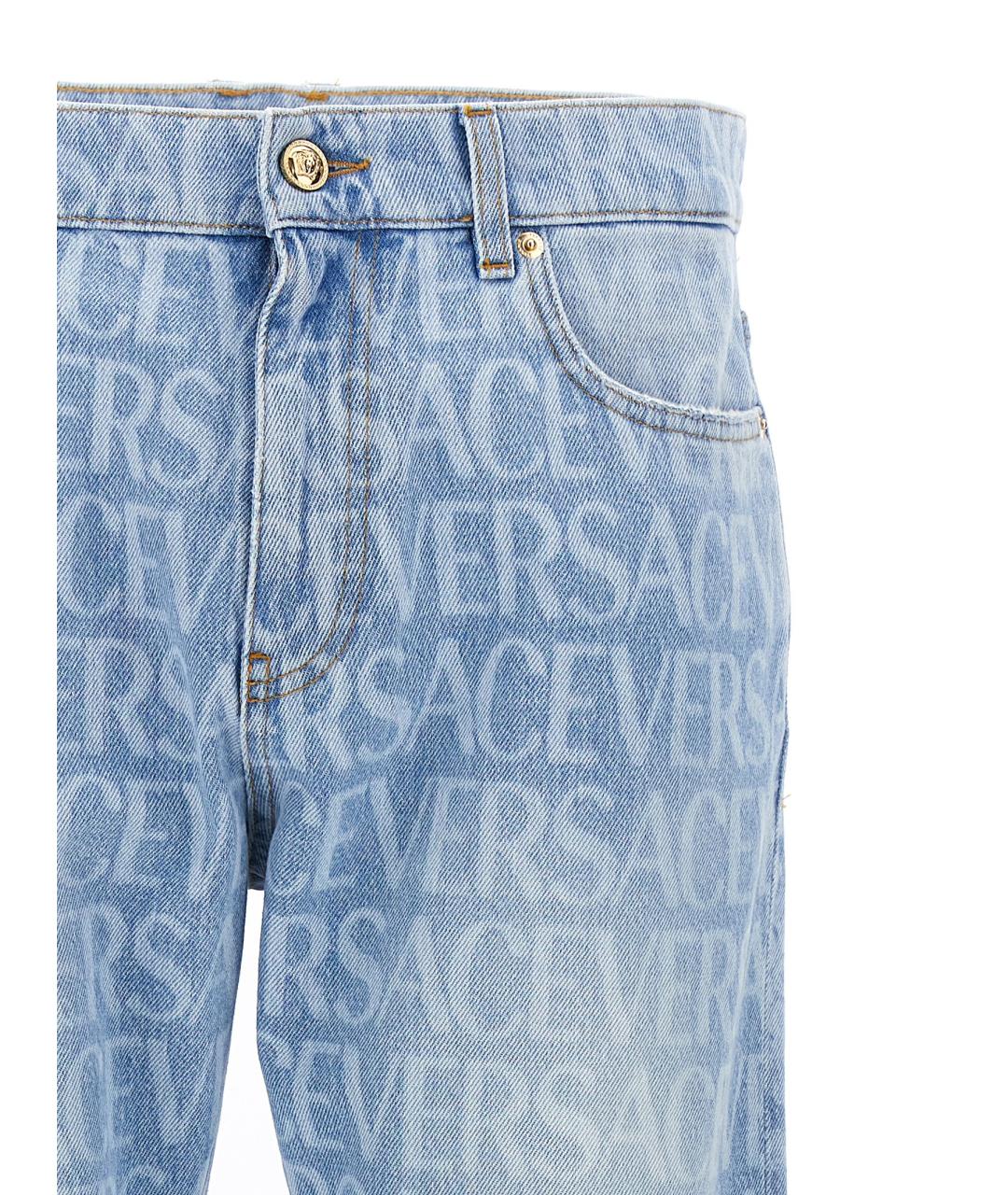 VERSACE Голубые прямые джинсы, фото 3
