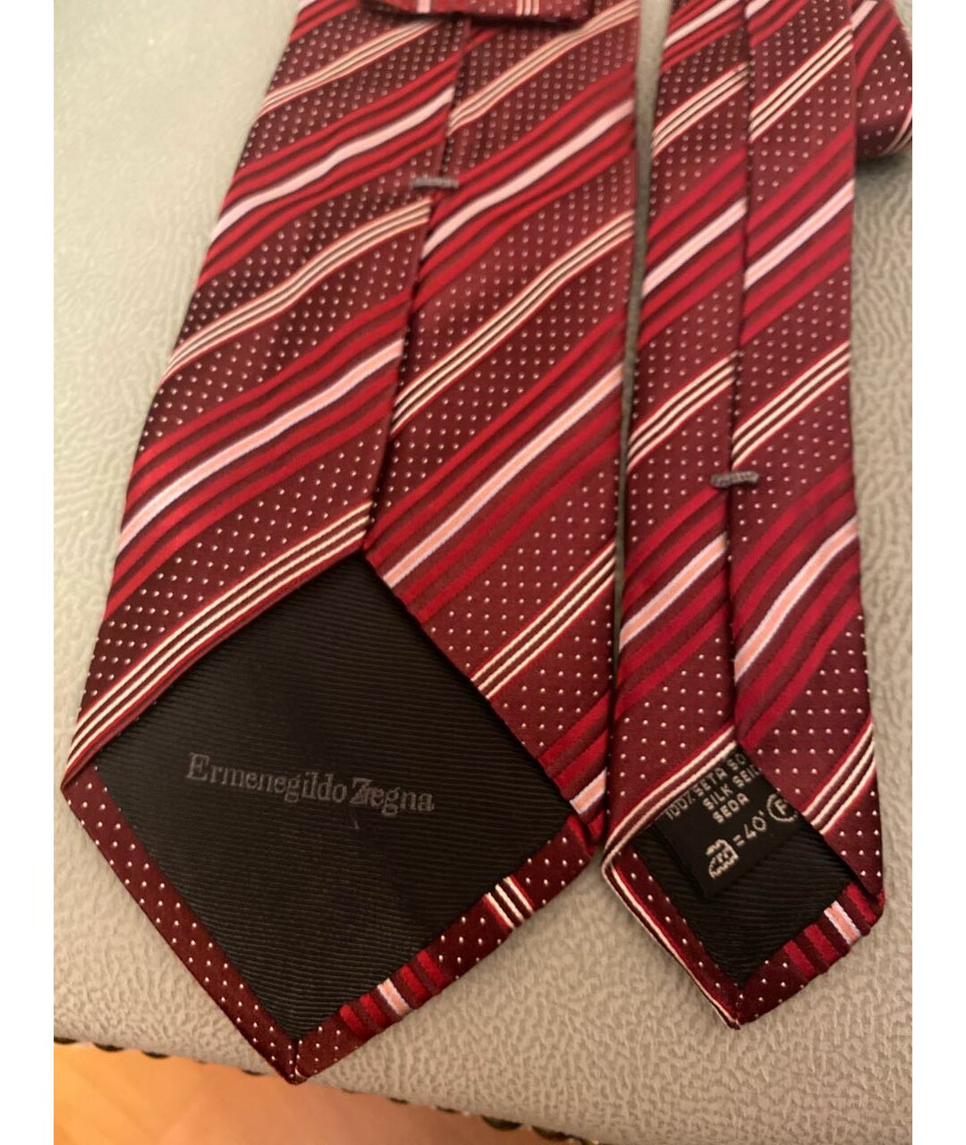 ERMENEGILDO ZEGNA Бордовый шелковый галстук, фото 3