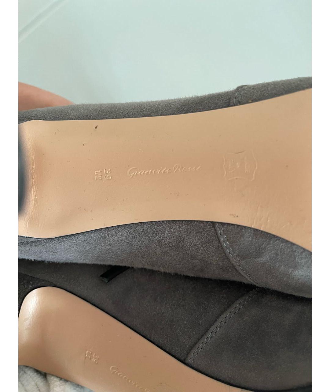 GIANVITO ROSSI Антрацитовые замшевые ботильоны, фото 6