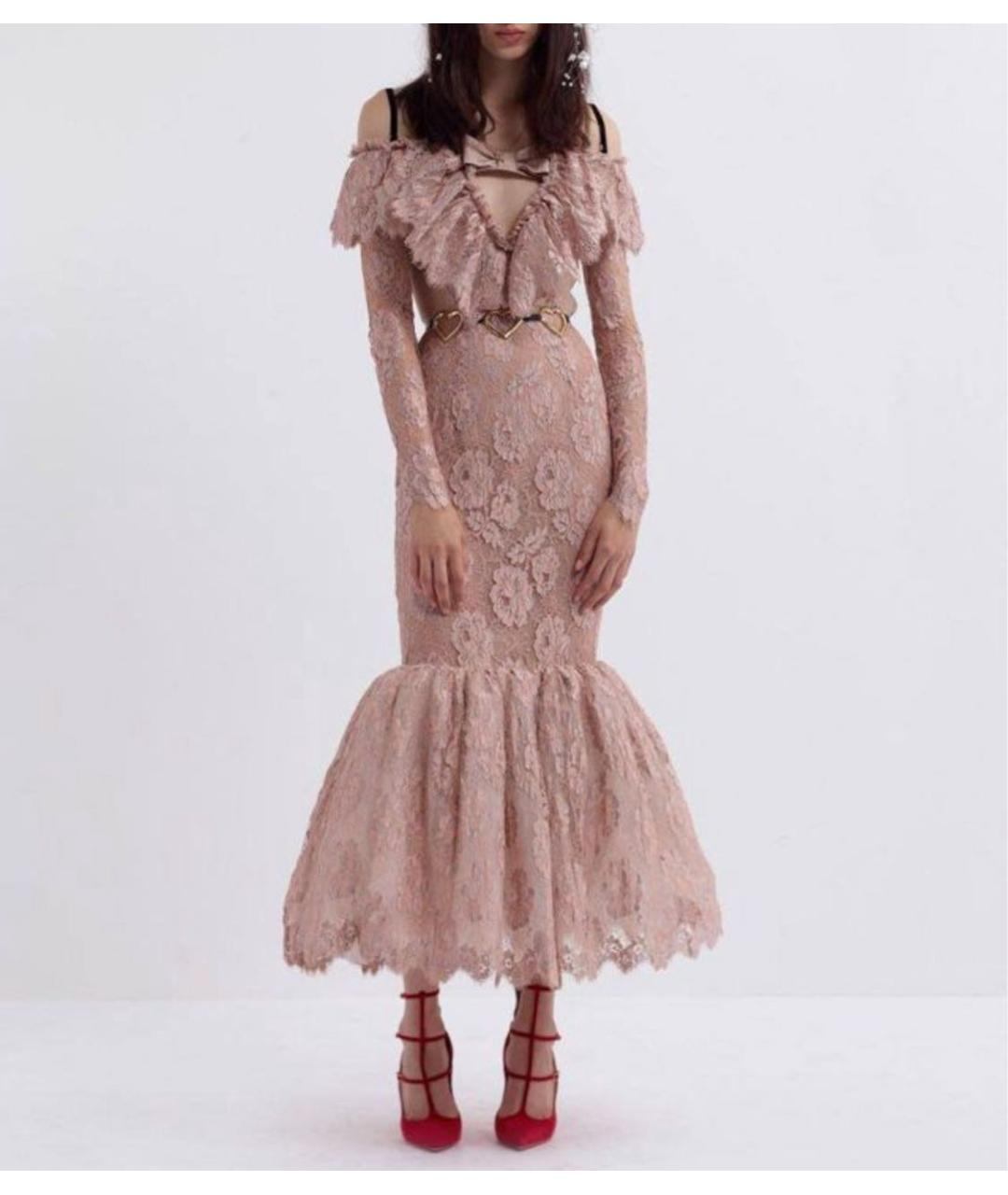 ALESSANDRA RICH Розовое кружевное вечернее платье, фото 3