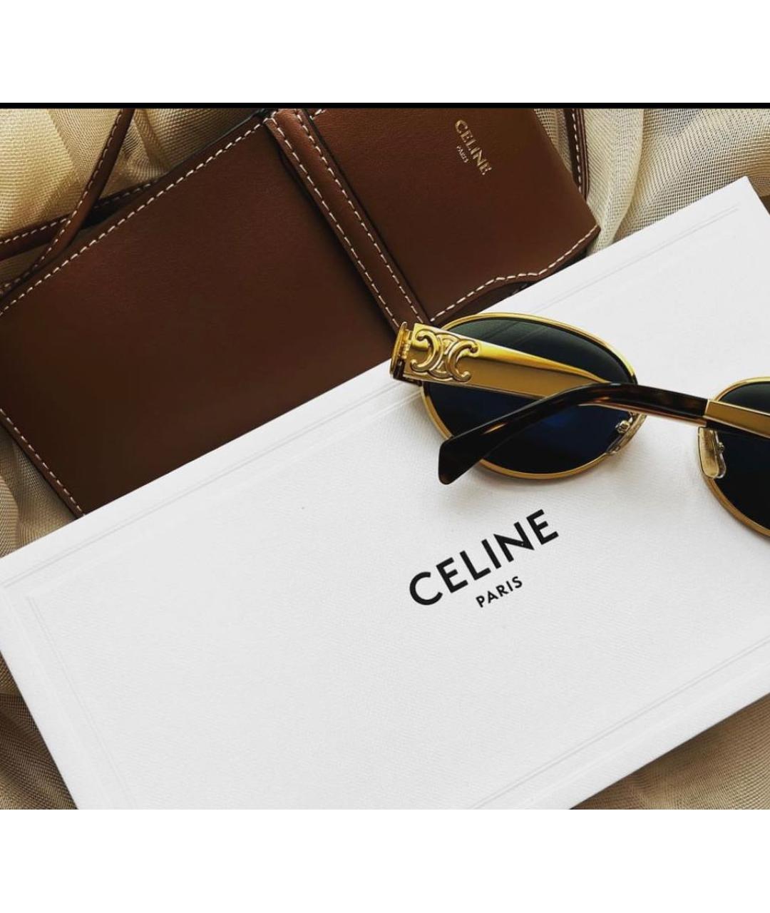CELINE Золотые металлические солнцезащитные очки, фото 5
