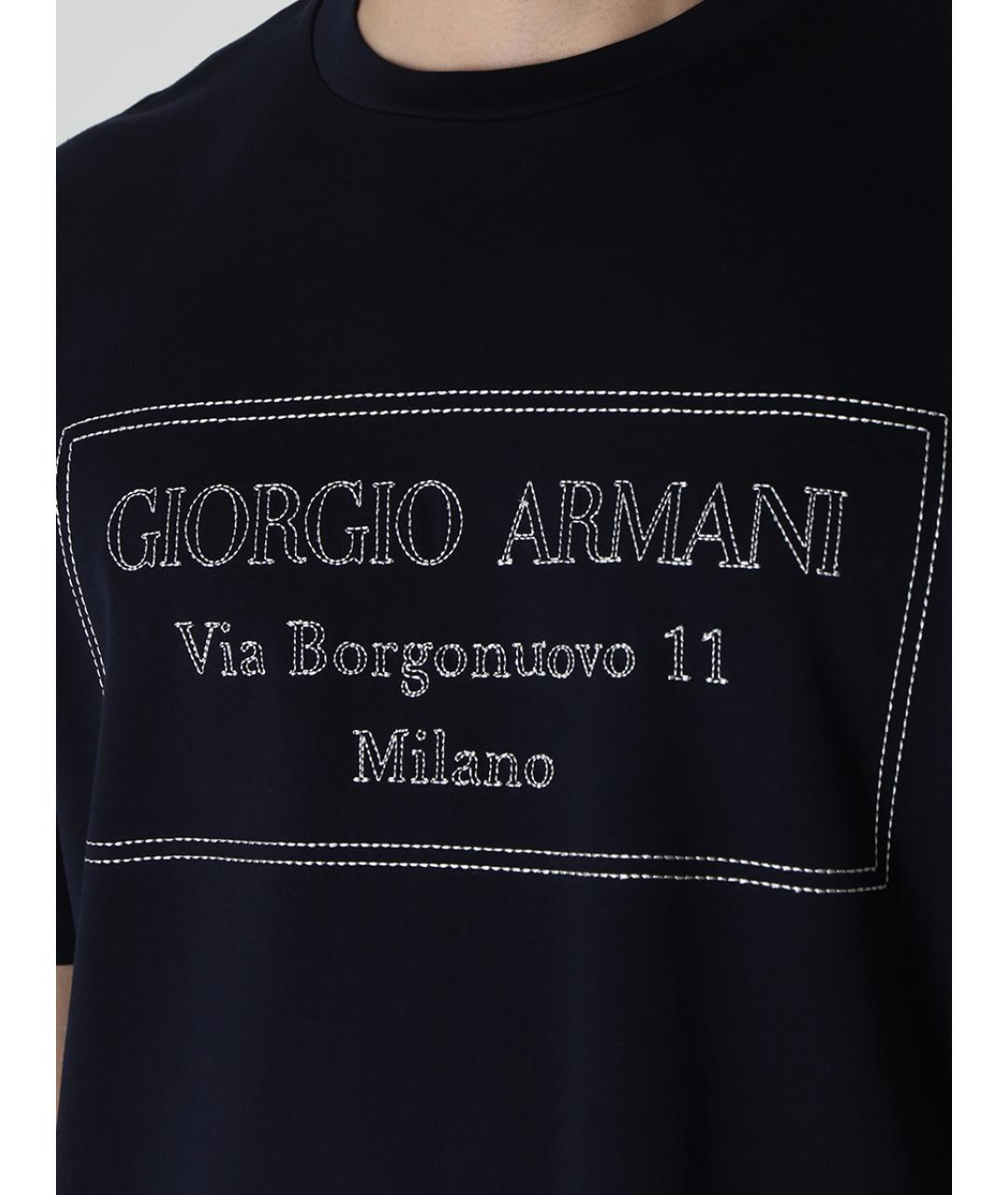 GIORGIO ARMANI Синяя хлопковая футболка, фото 5