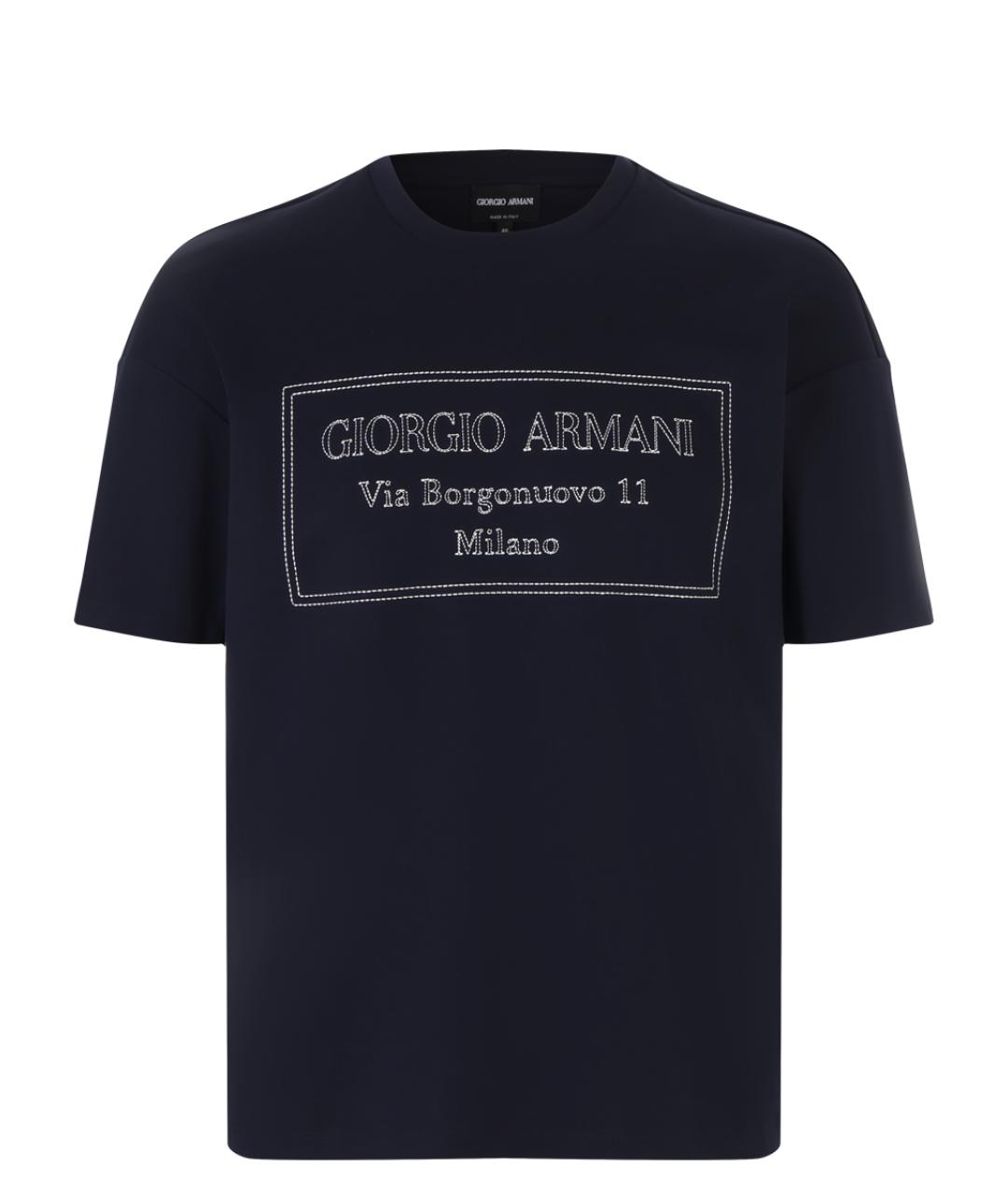 GIORGIO ARMANI Синяя хлопковая футболка, фото 1