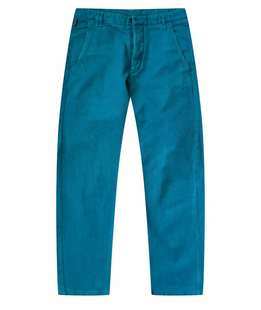 ARMANI COLLEZIONI Бирюзовые хлопковые прямые джинсы, фото 1