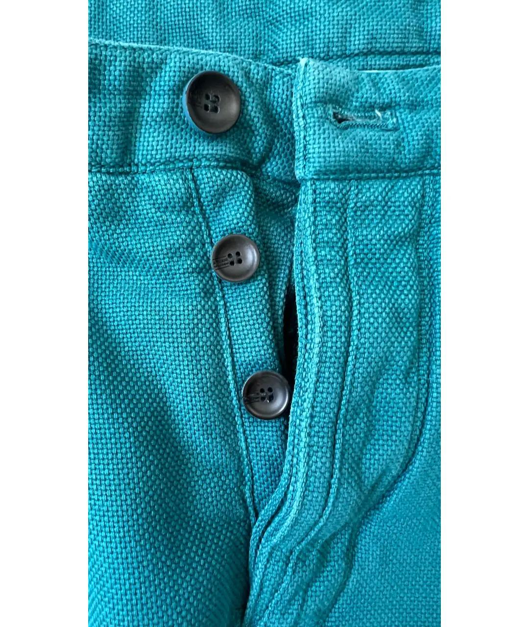 ARMANI COLLEZIONI Бирюзовые хлопковые прямые джинсы, фото 4