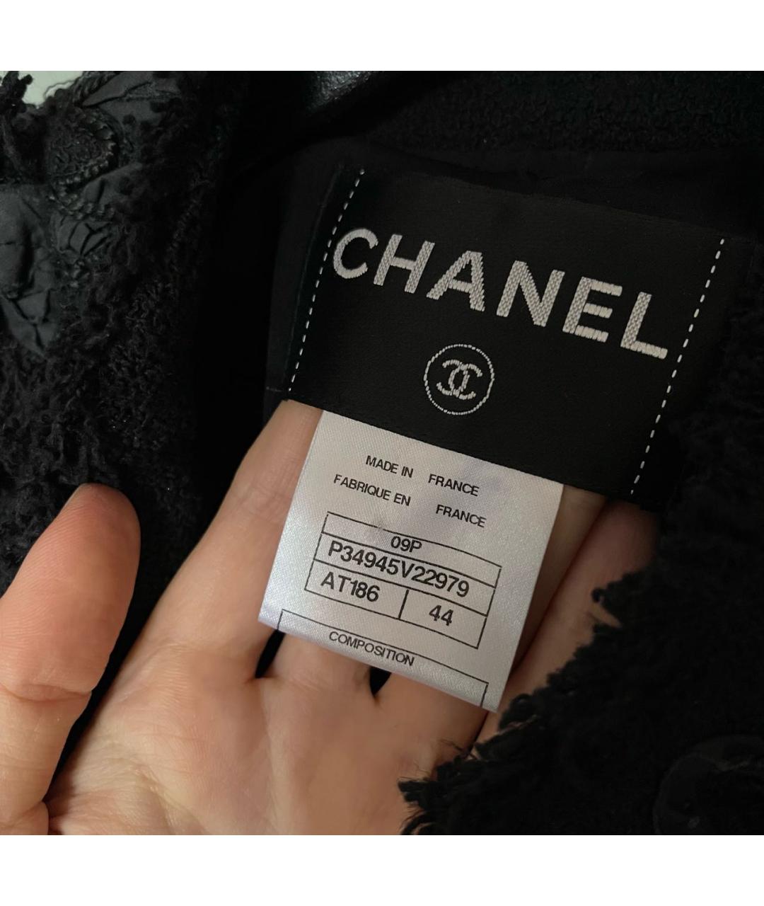 CHANEL Черный твидовый жакет/пиджак, фото 5