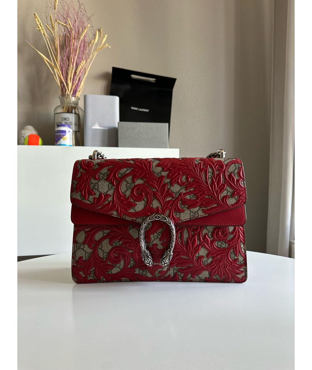 GUCCI Бордовая кожаная сумка с короткими ручками, фото 9