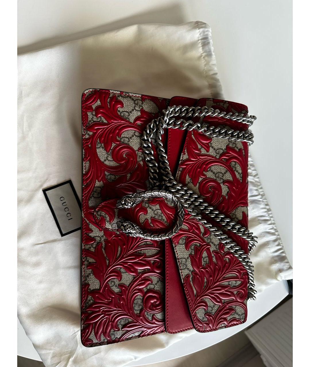 GUCCI Бордовая кожаная сумка с короткими ручками, фото 8