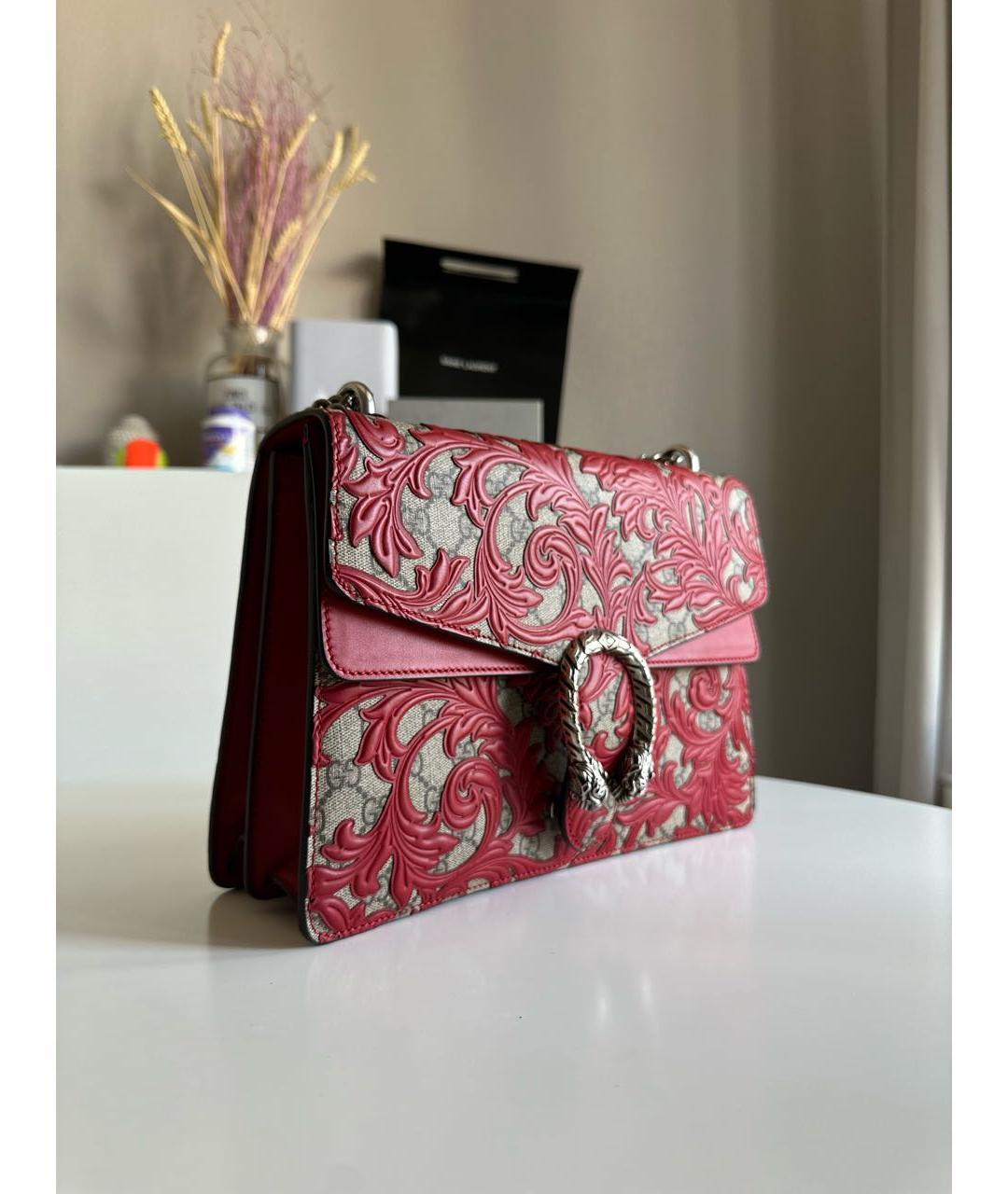 GUCCI Бордовая кожаная сумка с короткими ручками, фото 2