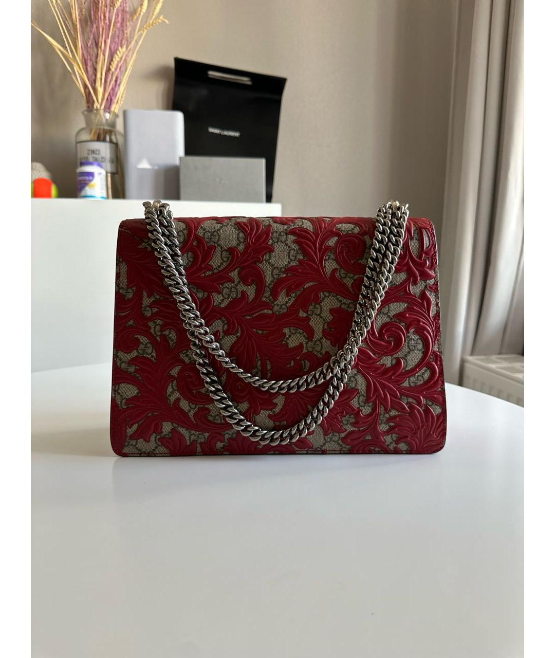 GUCCI Бордовая кожаная сумка с короткими ручками, фото 3