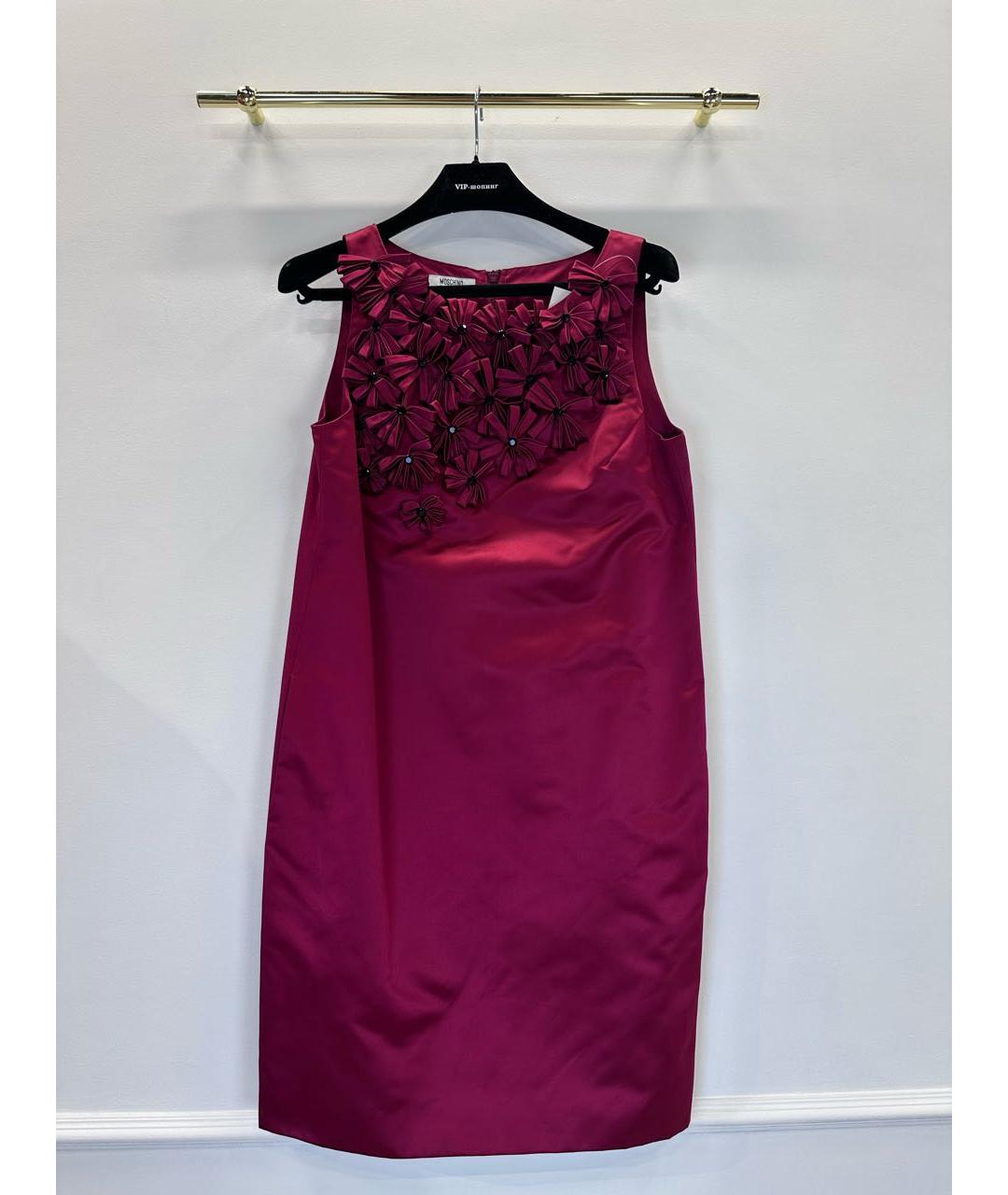 MOSCHINO Бордовое шелковое коктейльное платье, фото 7