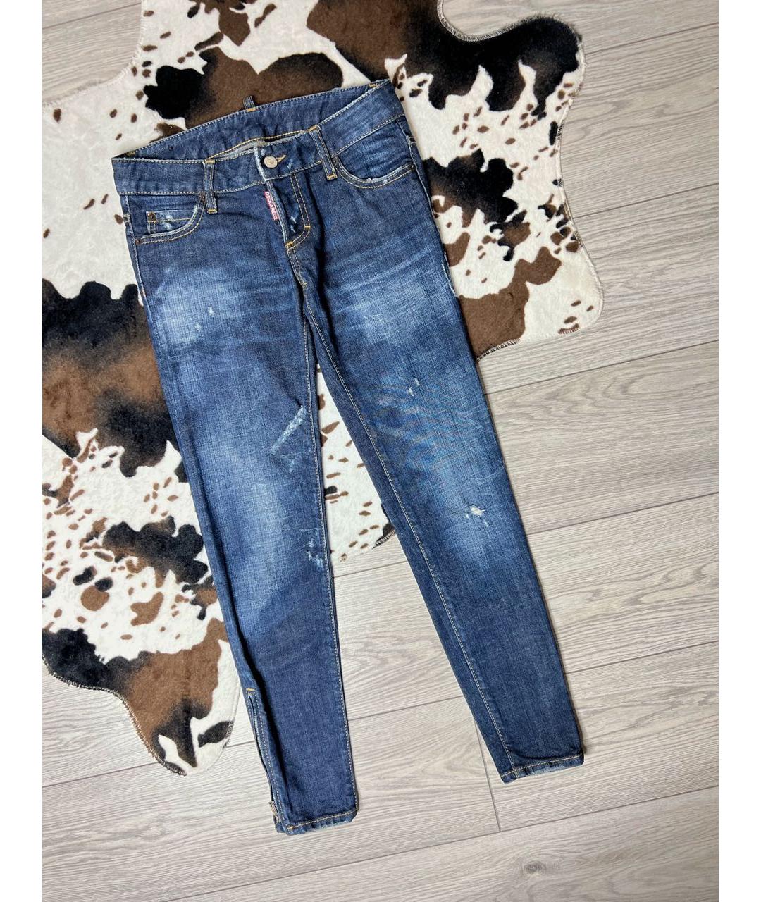 DSQUARED2 Синие хлопко-эластановые джинсы слим, фото 7