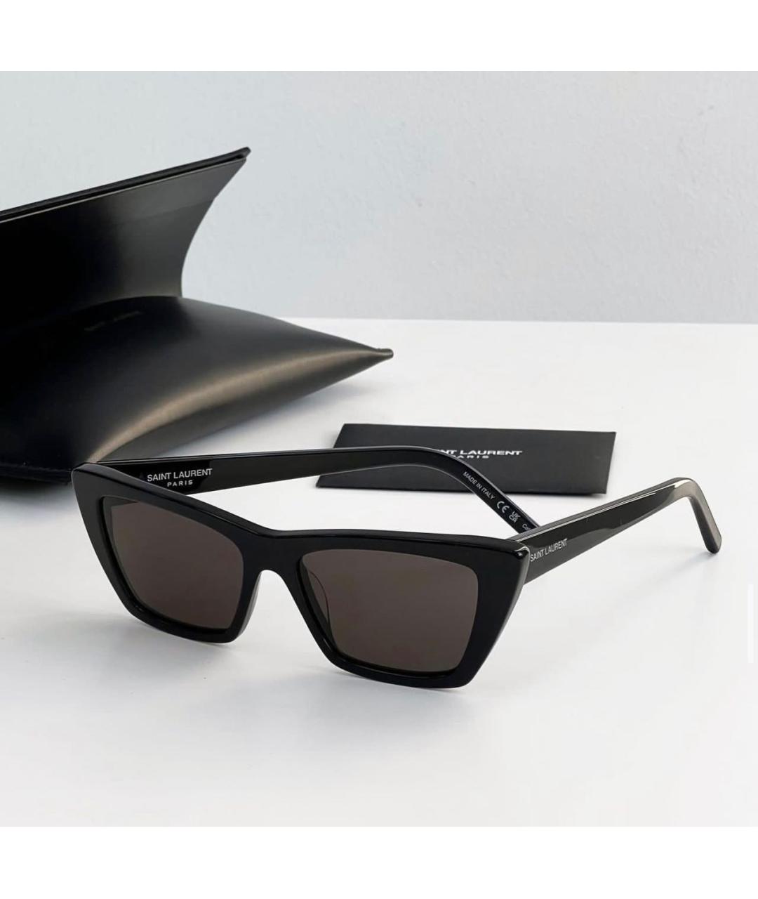 SAINT LAURENT Черные пластиковые солнцезащитные очки, фото 4