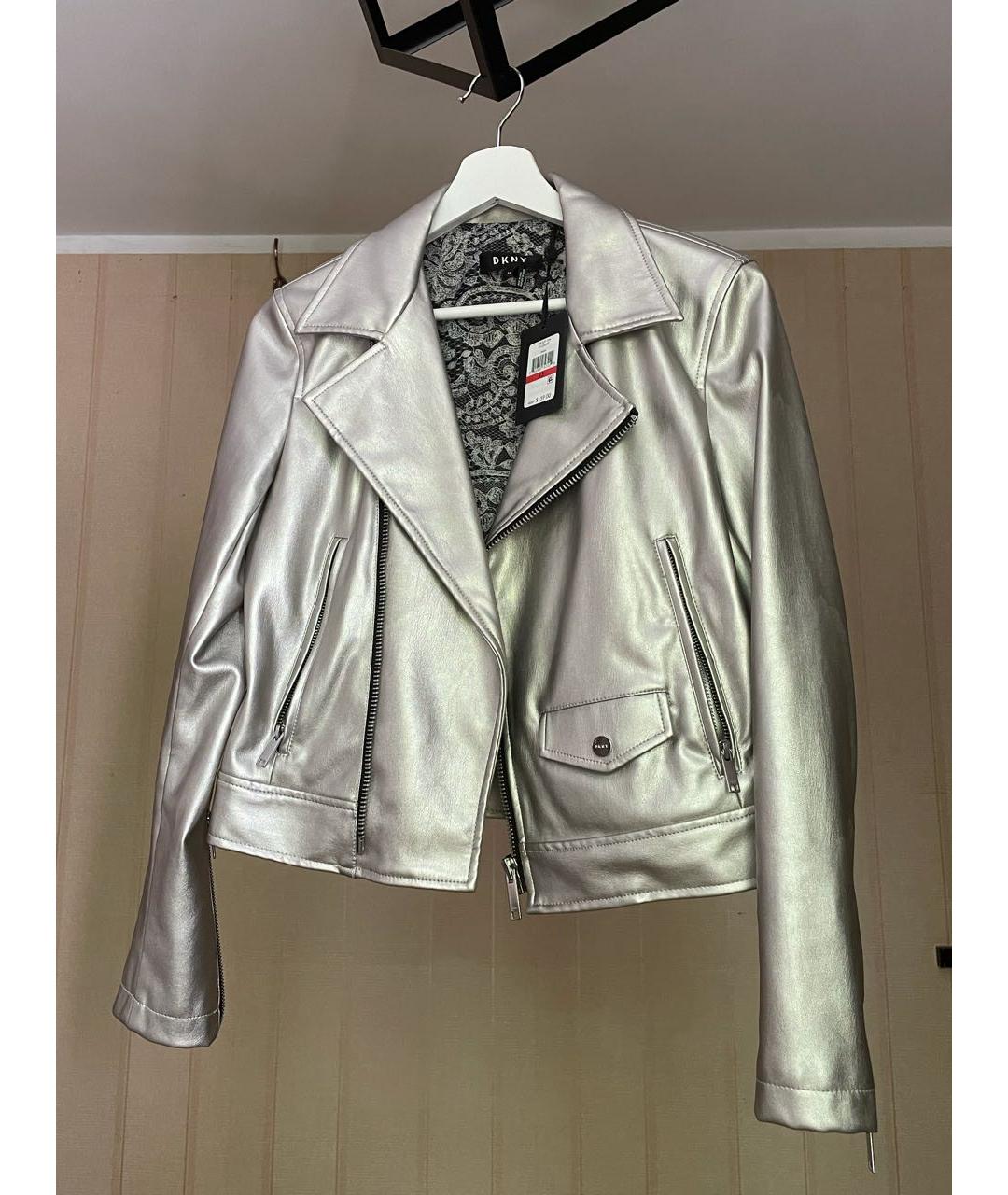 DKNY Серебряная полиэстеровая куртка, фото 7