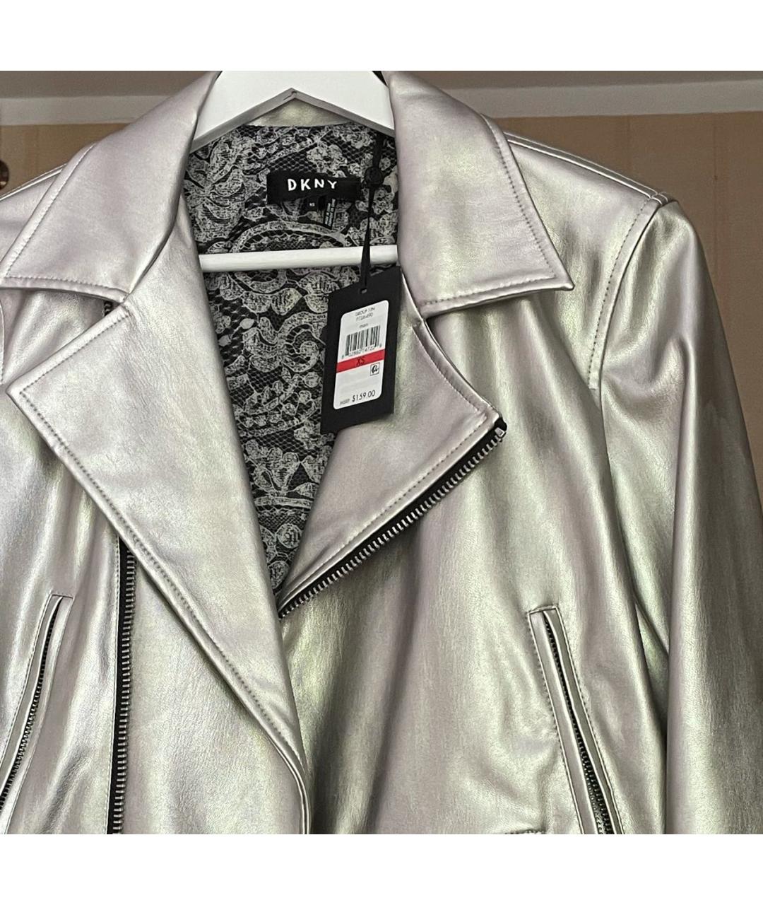 DKNY Серебряная полиэстеровая куртка, фото 3