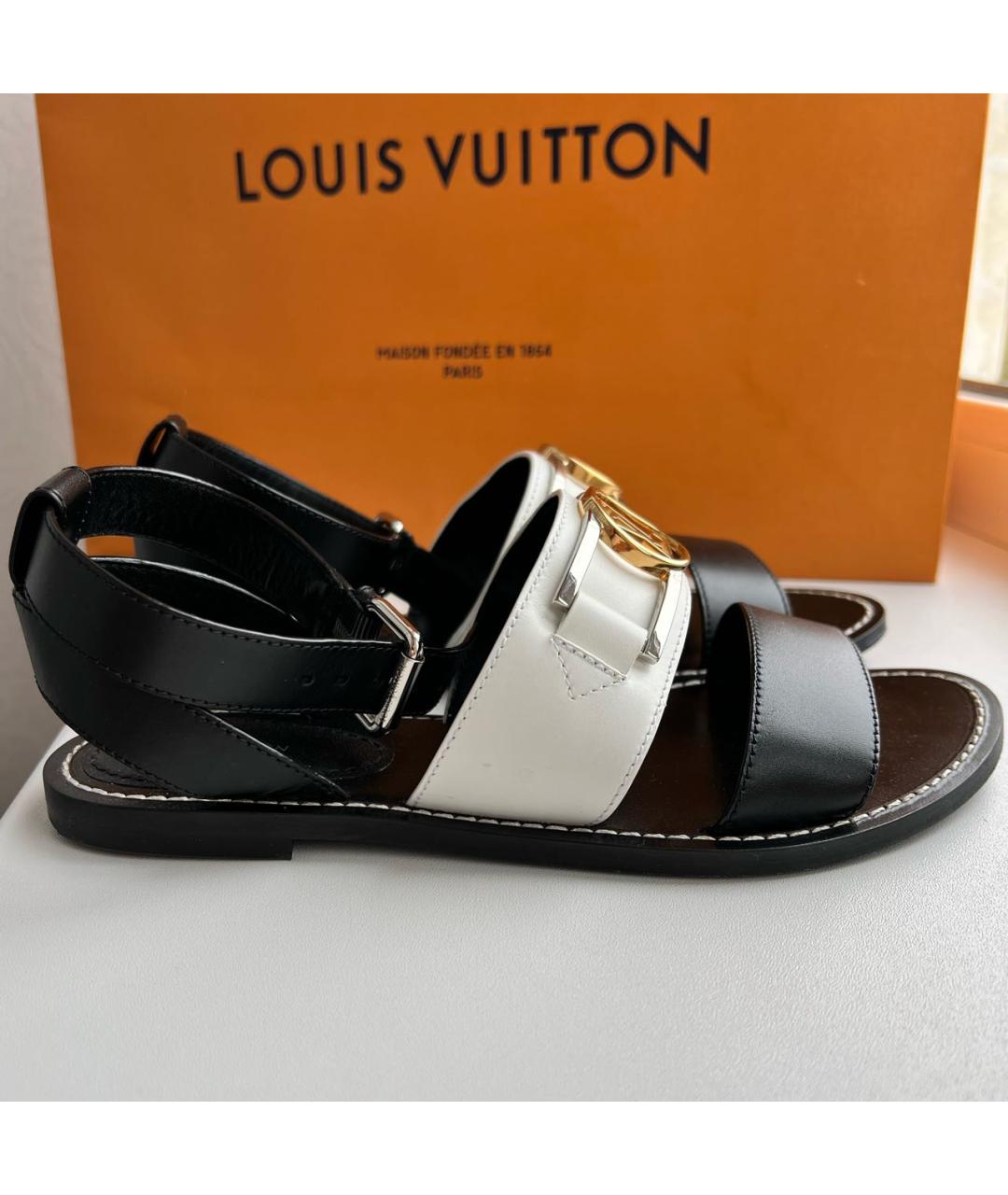 LOUIS VUITTON PRE-OWNED Белые кожаные босоножки, фото 5