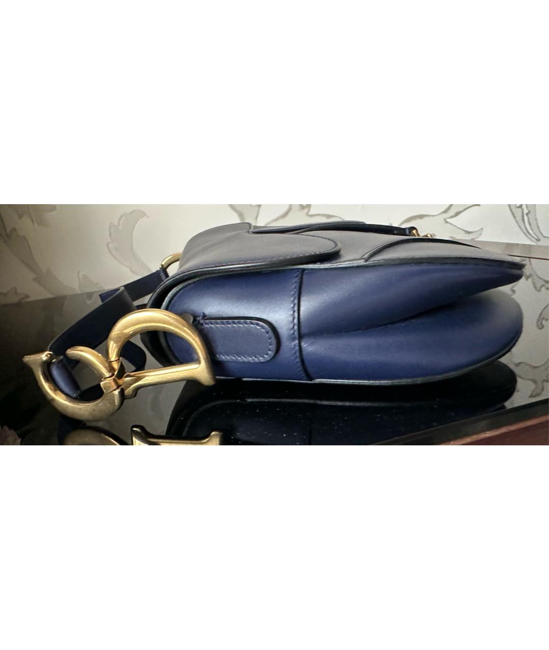 CHRISTIAN DIOR Темно-синяя кожаная сумка с короткими ручками, фото 2