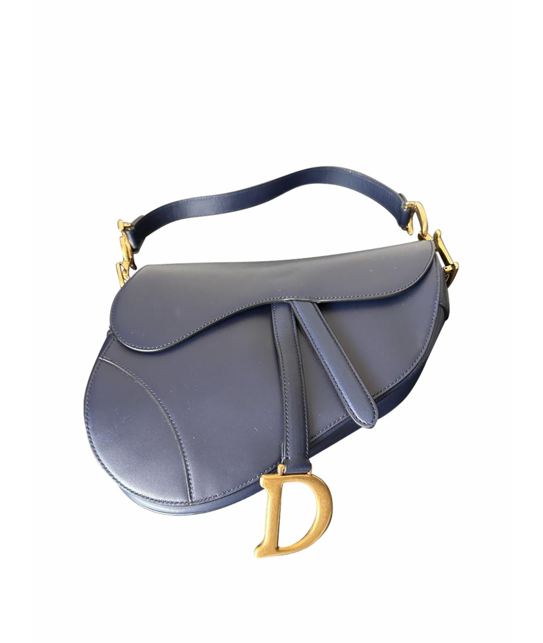 CHRISTIAN DIOR Темно-синяя кожаная сумка с короткими ручками, фото 1