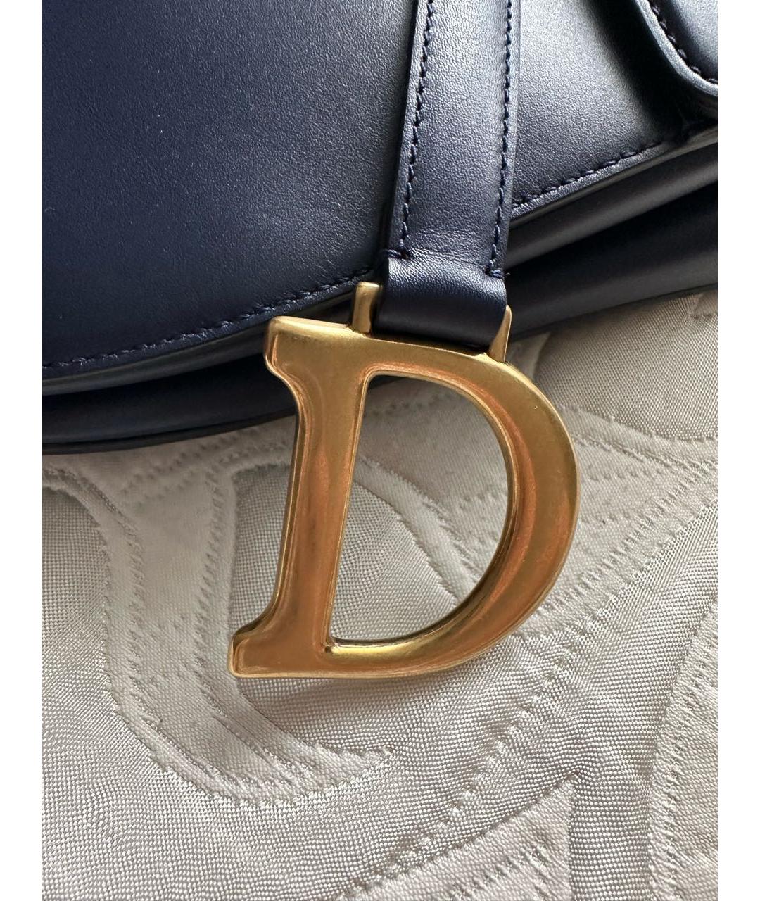 CHRISTIAN DIOR Темно-синяя кожаная сумка с короткими ручками, фото 5