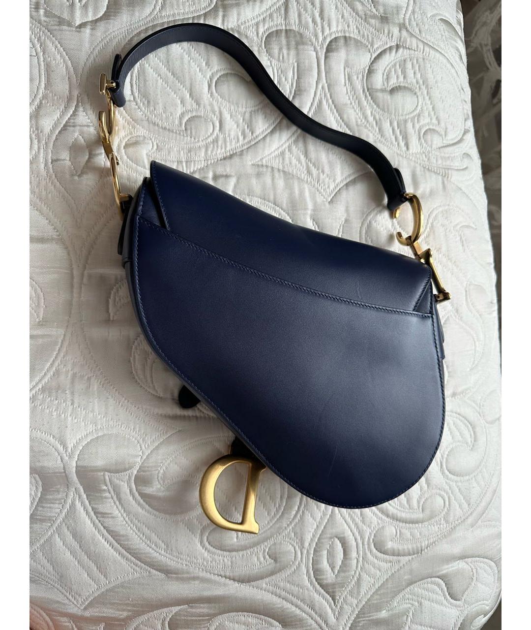 CHRISTIAN DIOR Темно-синяя кожаная сумка с короткими ручками, фото 3