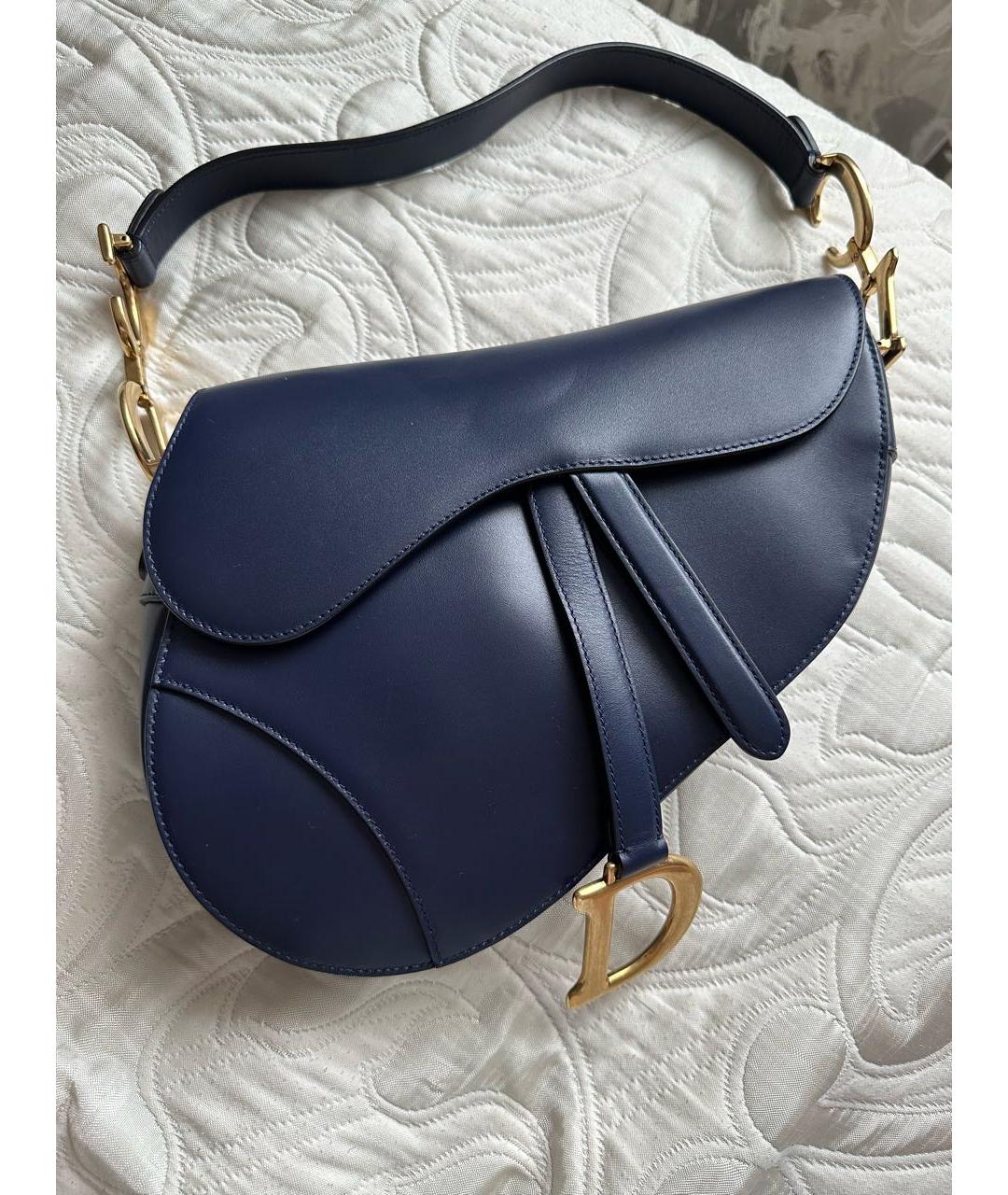 CHRISTIAN DIOR Темно-синяя кожаная сумка с короткими ручками, фото 8
