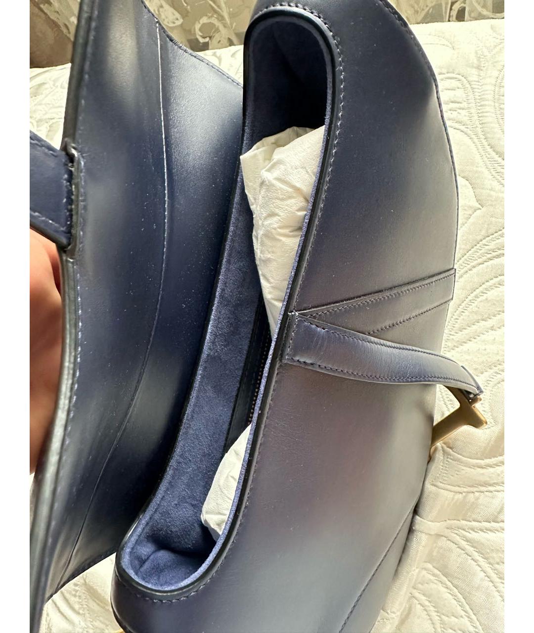 CHRISTIAN DIOR Темно-синяя кожаная сумка с короткими ручками, фото 4