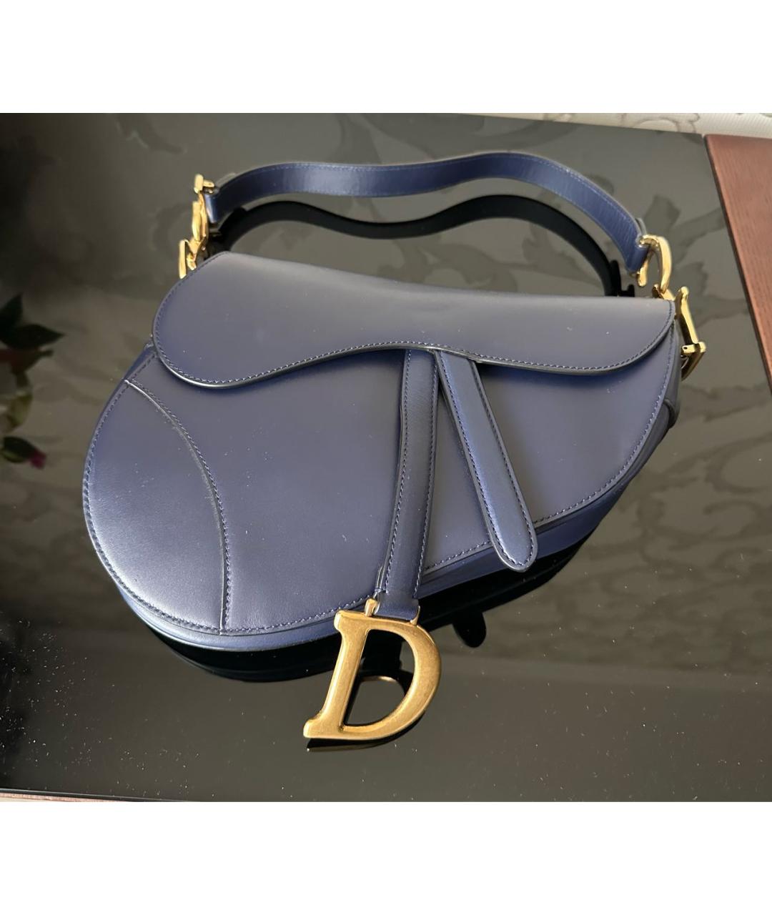 CHRISTIAN DIOR Темно-синяя кожаная сумка с короткими ручками, фото 9